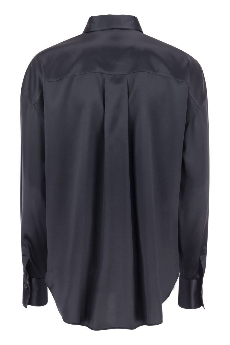 BRUNELLO CUCINELLI STRETCH SILK SATIN SHIRT WITH SHINY POCKETS - 2