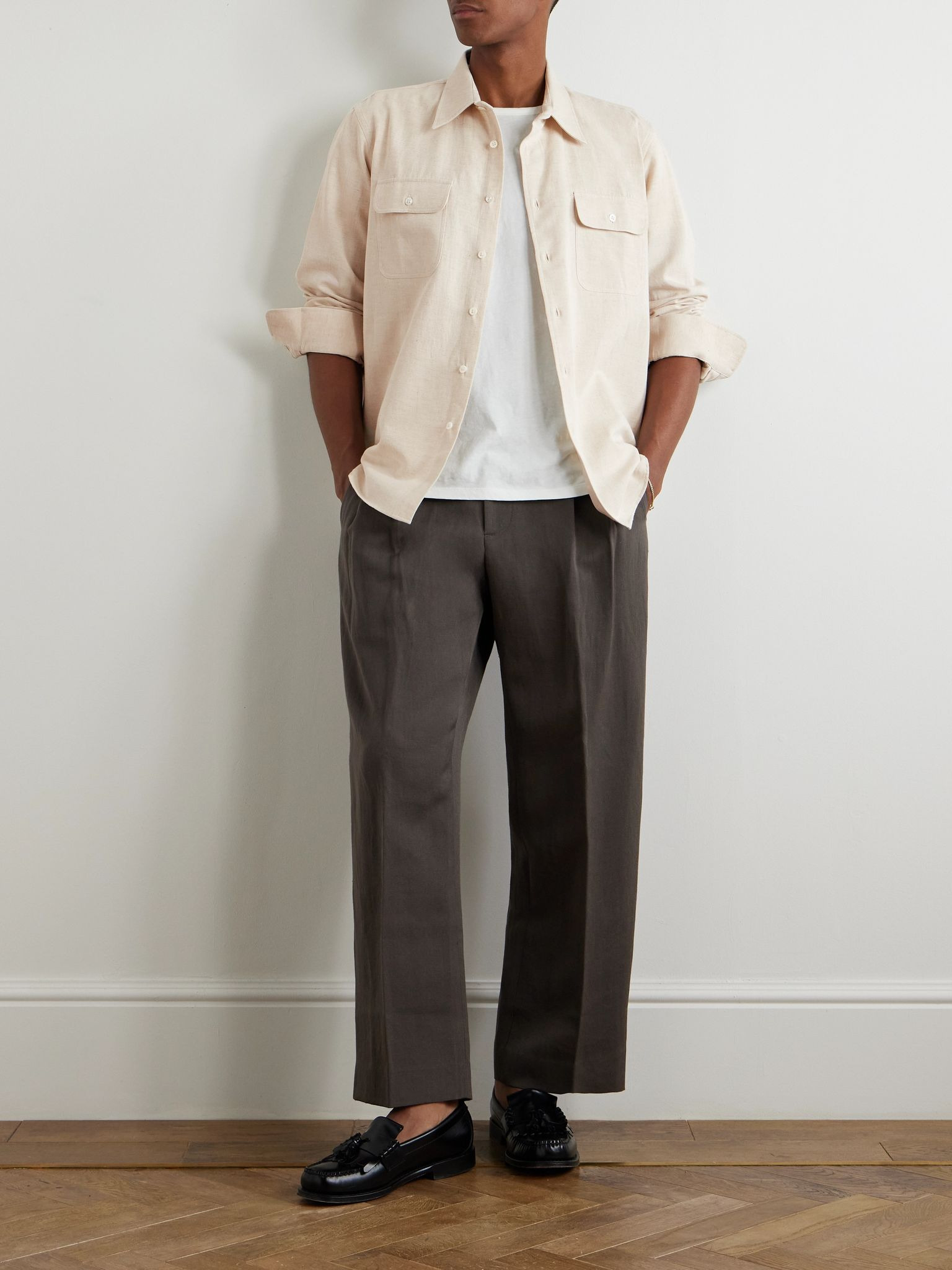 Cotton and Hemp-Blend Gabardine Shirt Cream - 2