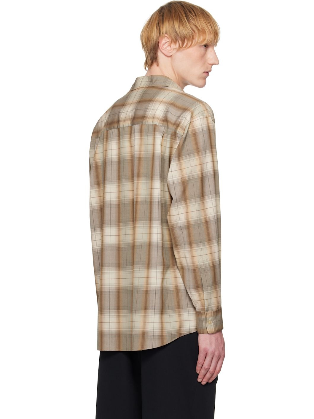 Brown & Beige Super Light Wool Check Shirt - 3