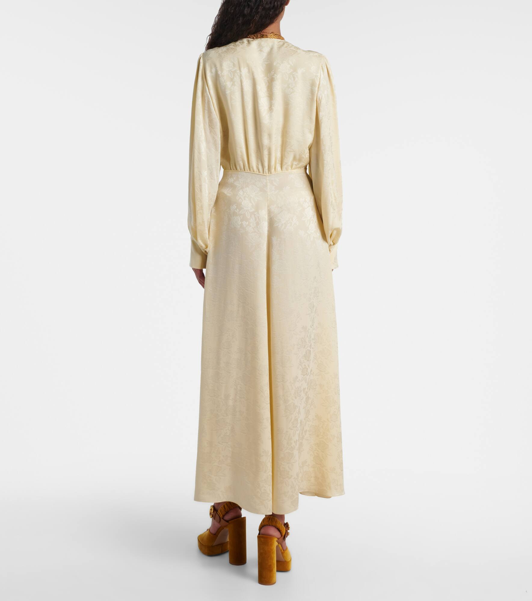 Gathered silk jacquard maxi dress - 3
