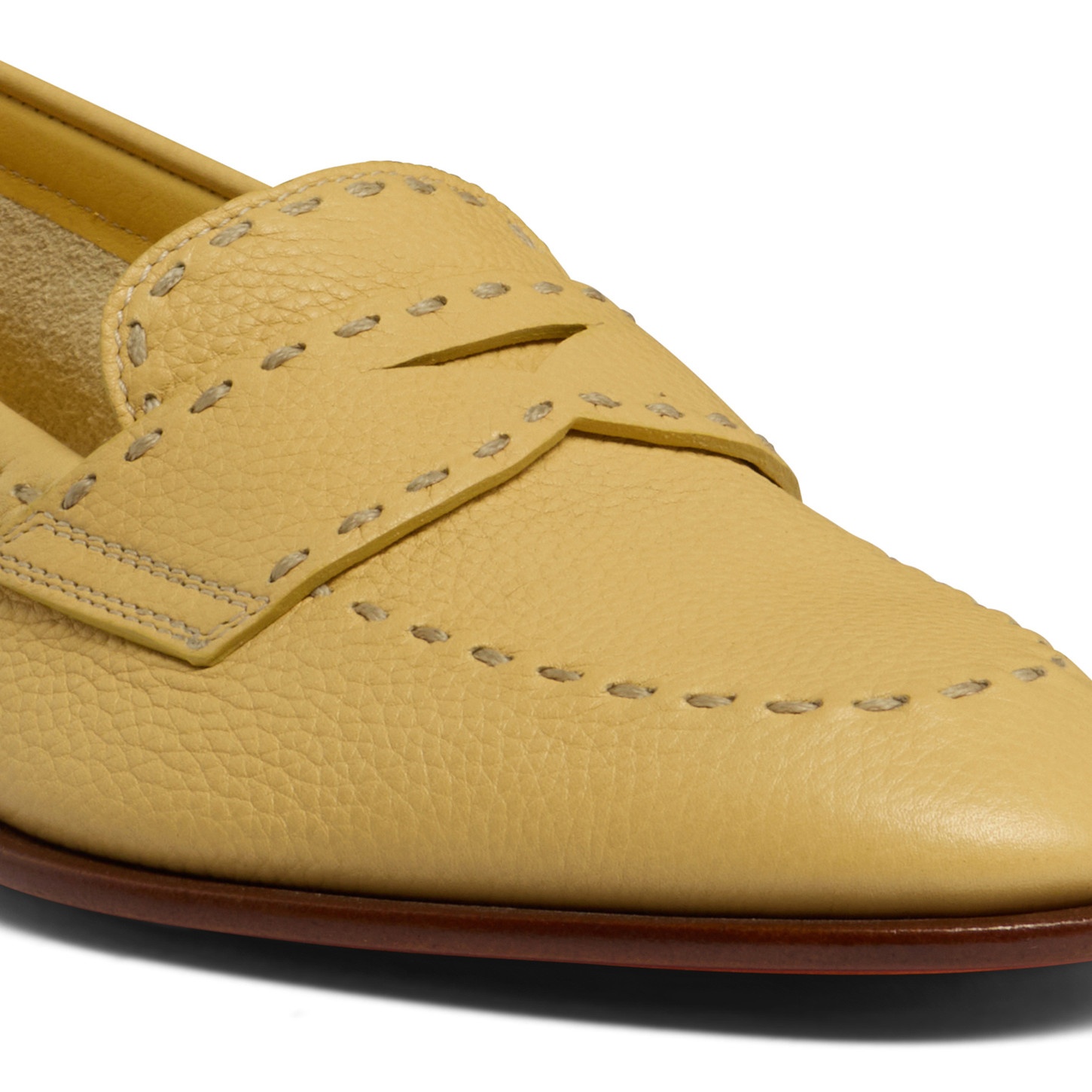 Women's yellow tumbled leather penny loafer - 6