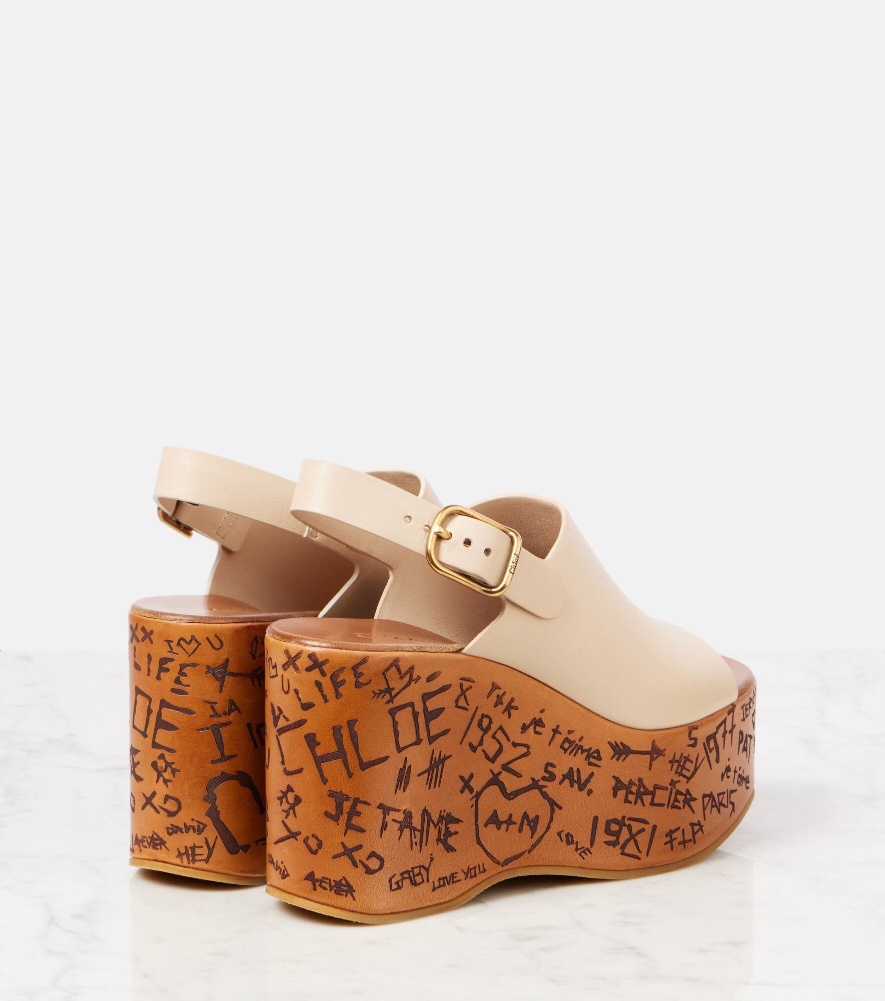 Maxime debossed leather wedges - 2
