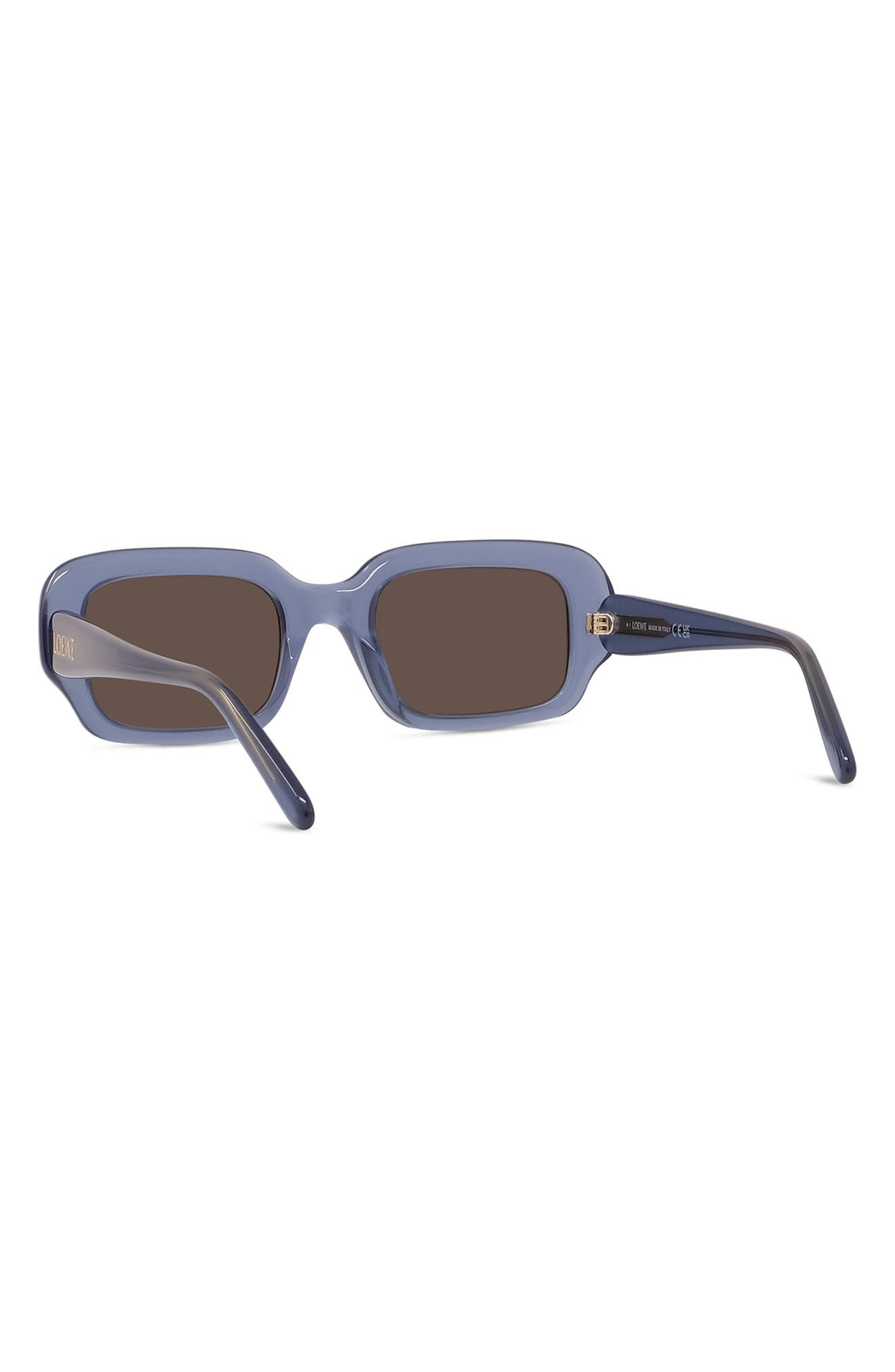 Loewe 51mm Rectangular Sunglasses in Shiny Light Blue /Brown at Nordstrom - 6