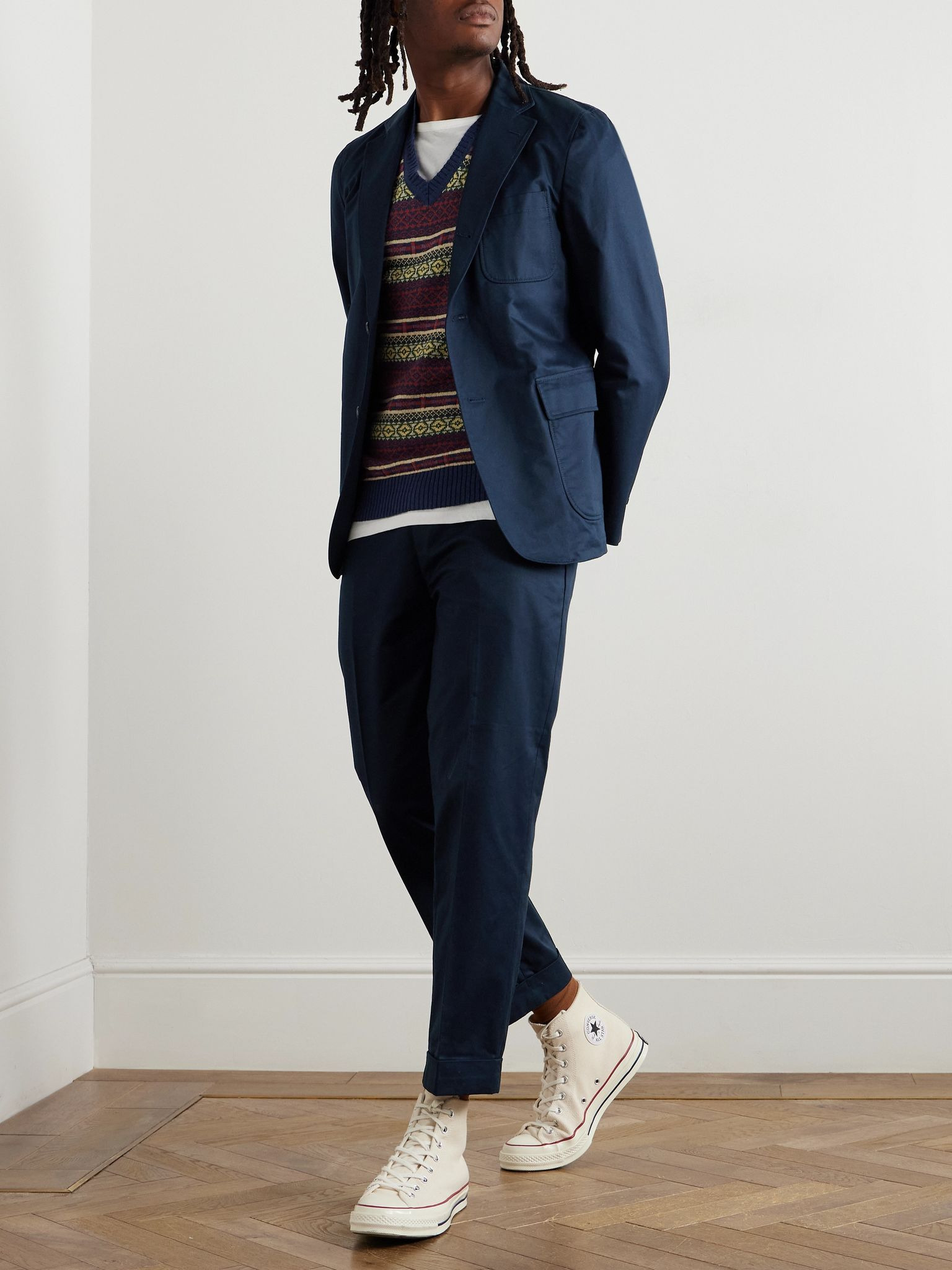 Ivy Straight-Leg Cotton-Twill Trousers Navy - 2