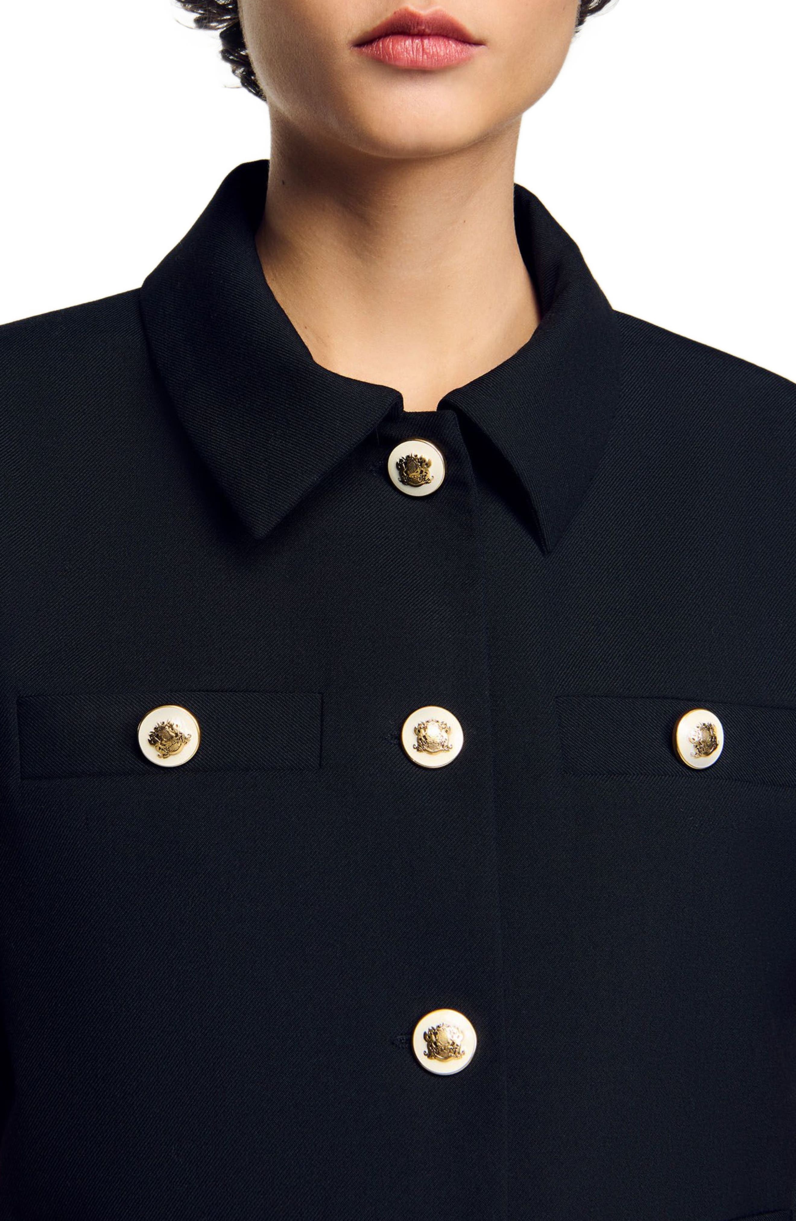 SANDRO Short-sleeved jacket in Black at Nordstrom - 4