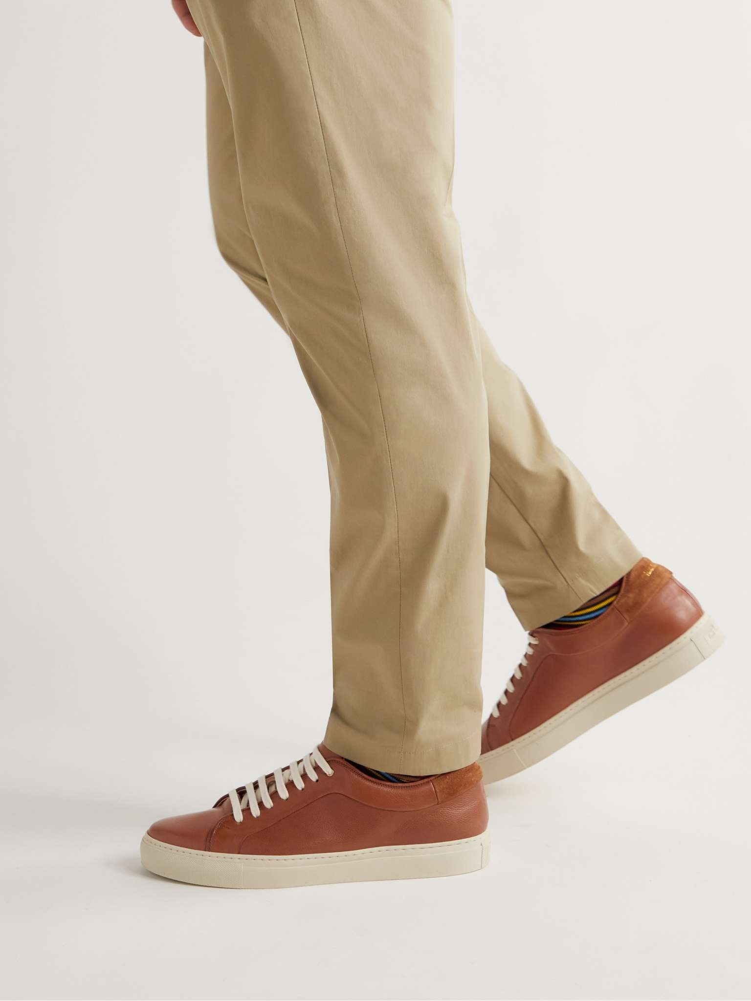 Basso Suede-Trimmed Full-Grain Leather Sneakers - 2