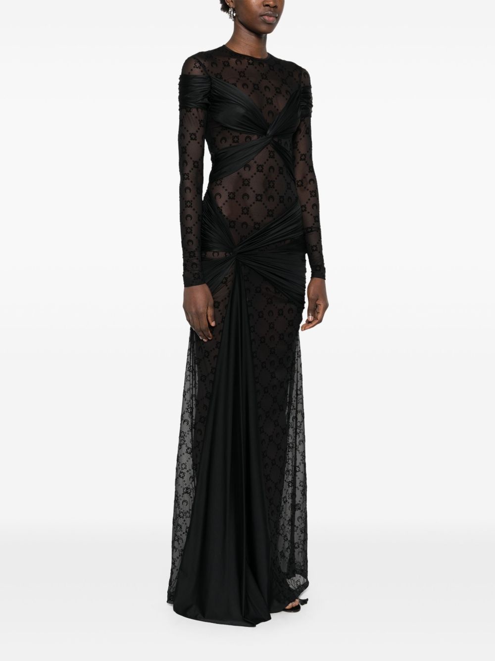 draped jersey maxi dress - 3
