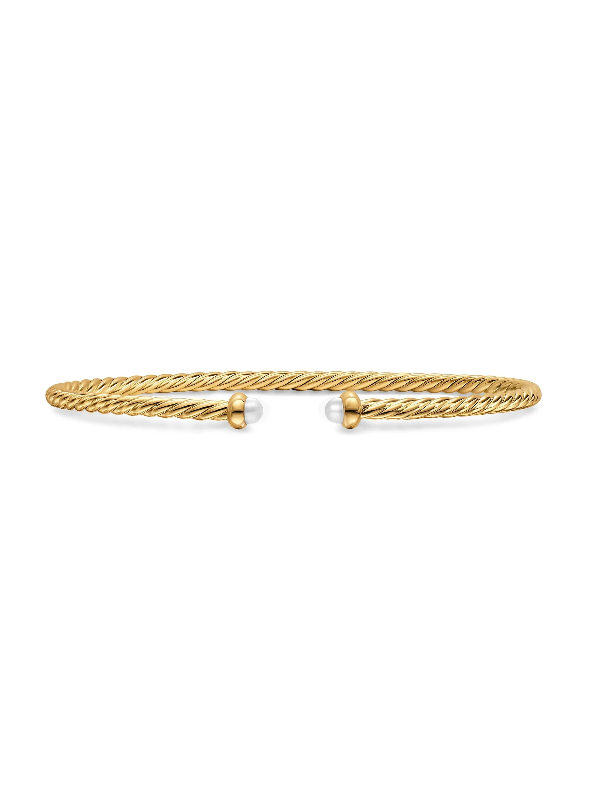 Women's Micro Cablespira Flex Bracelet in 18K Yellow Gold - Pearl - 1
