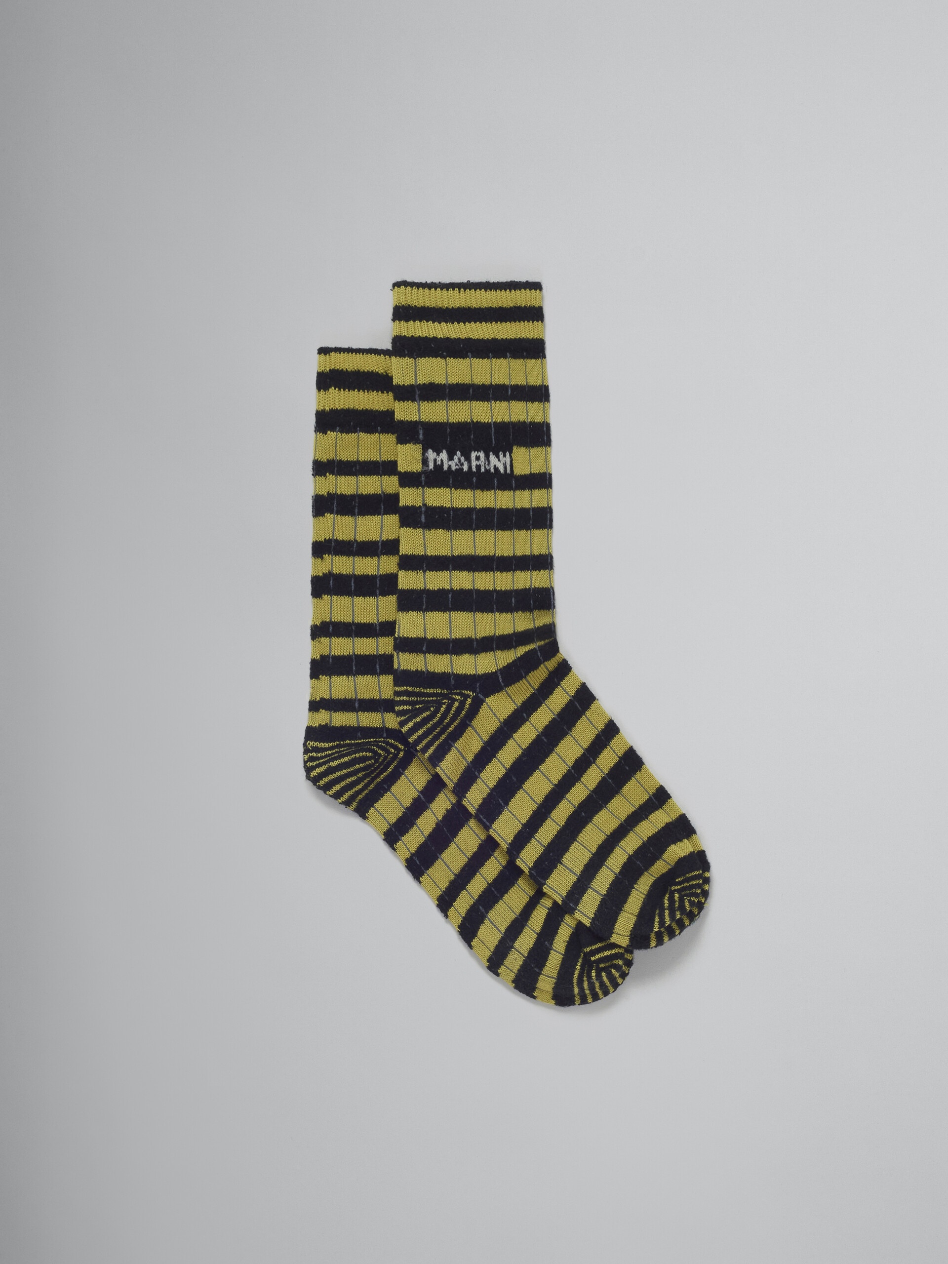 GREEN AND BLACK SOCKS WITH TERRY STRIPES - 1