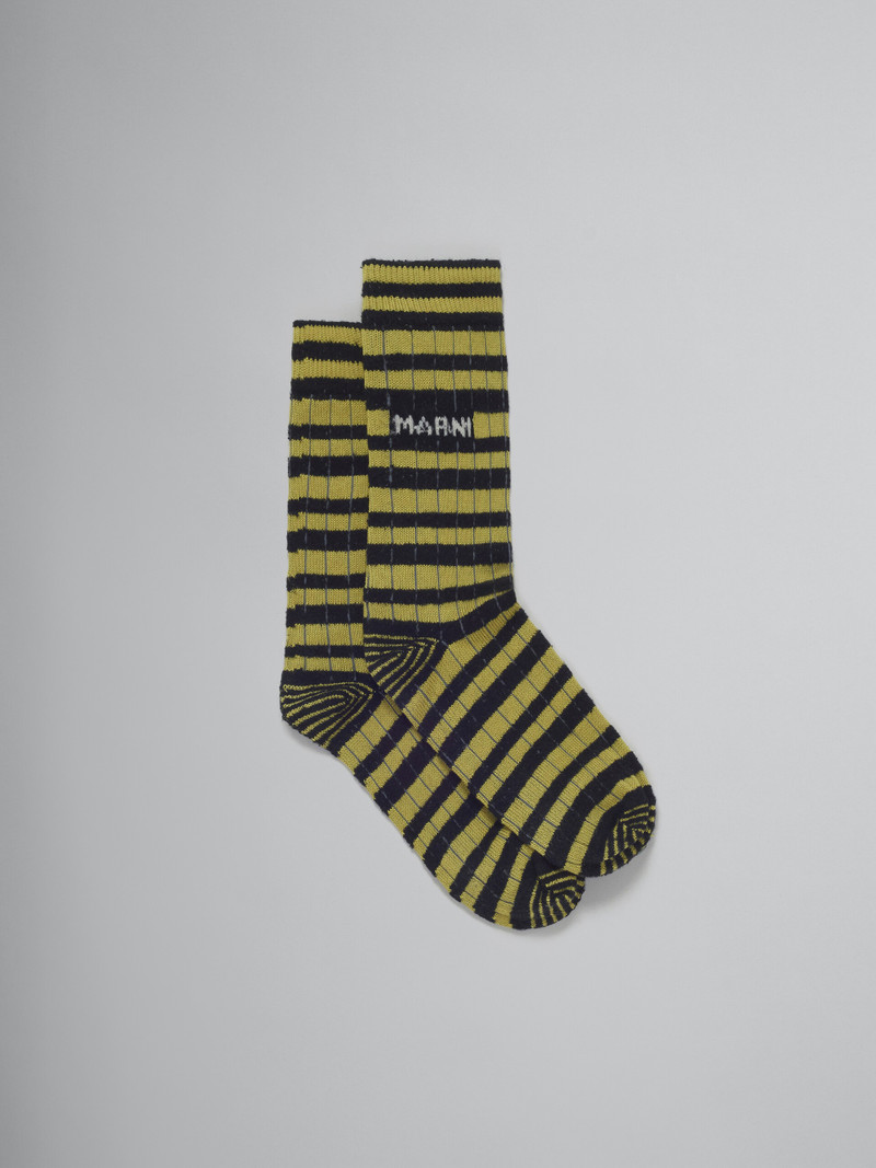 GREEN AND BLACK SOCKS WITH TERRY STRIPES 1