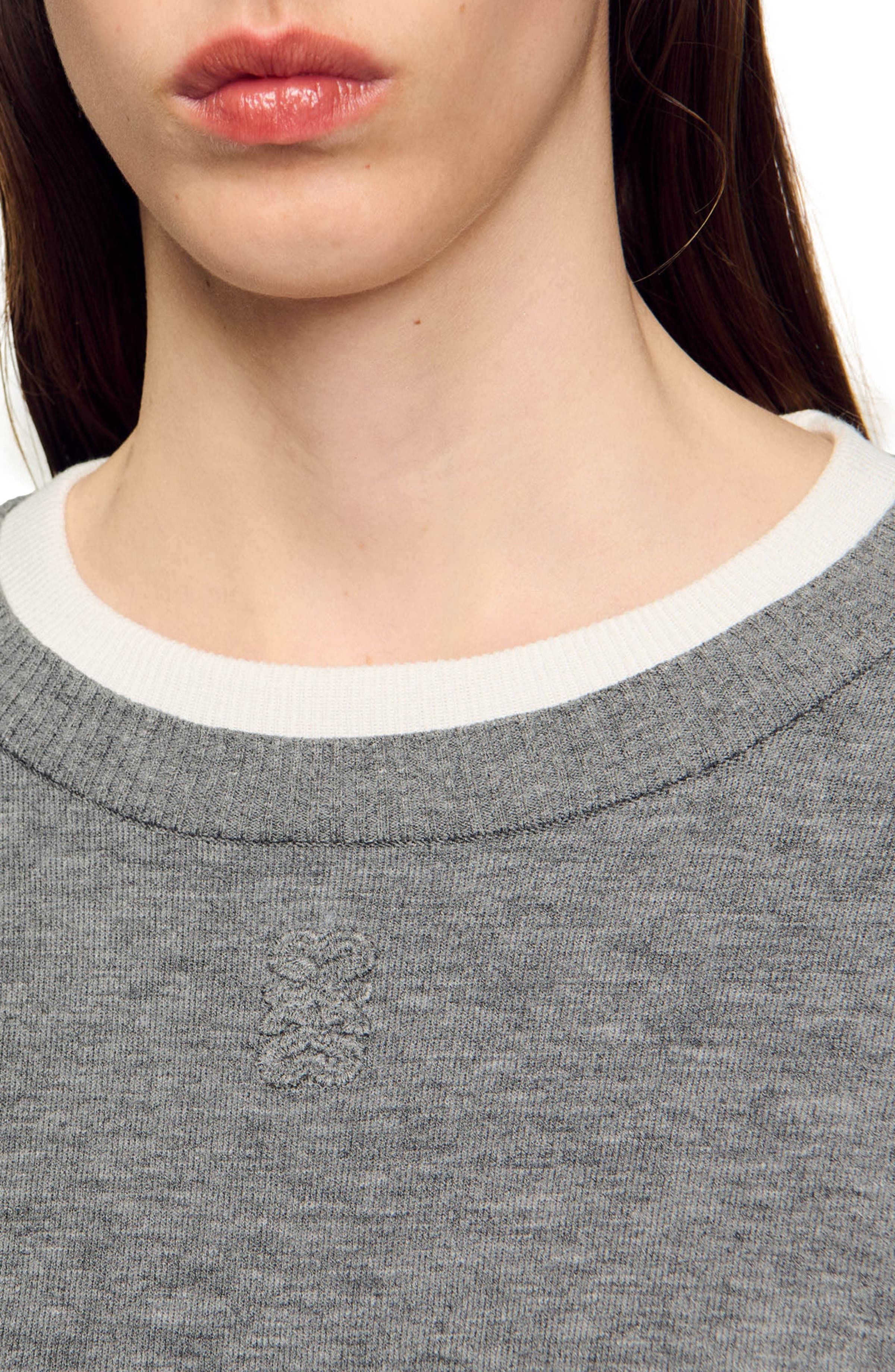 SANDRO Contrast collar sweater in Grey at Nordstrom - 3