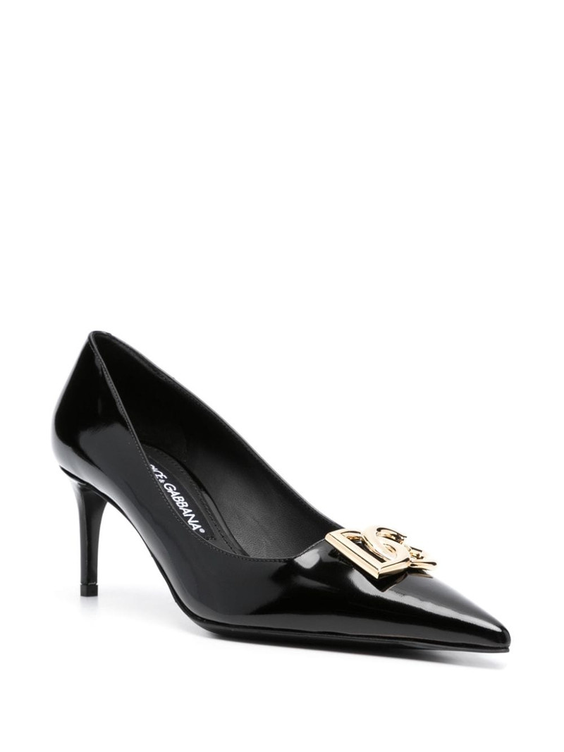 Dolce & Gabbana logo-plaque 75mm leather pumps outlook