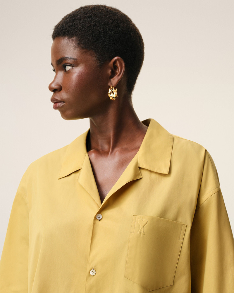 YELLOW COTTON SHORT SLEEVE CAMP COLLAR BOXY SHIRT 4