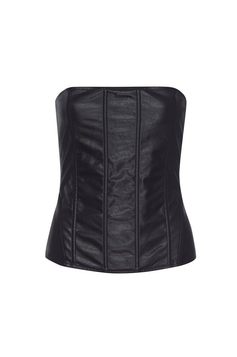 LIBRA CORSET - BLACK VEGAN LEATHER 1