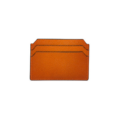 Santoni Orange saffiano leather credit card holder outlook