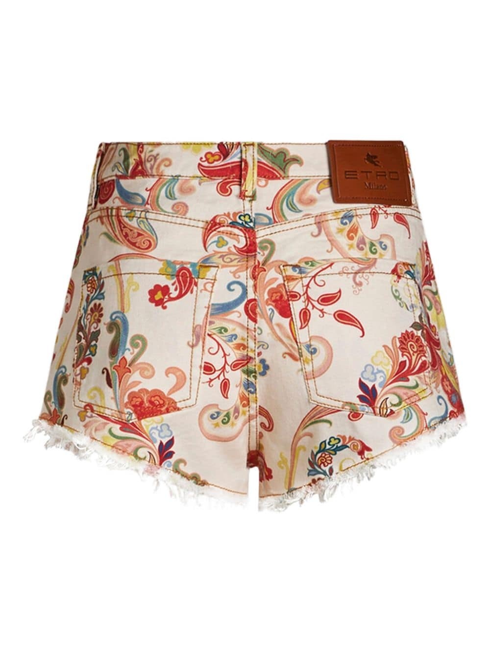 paisley-print denim shorts - 7