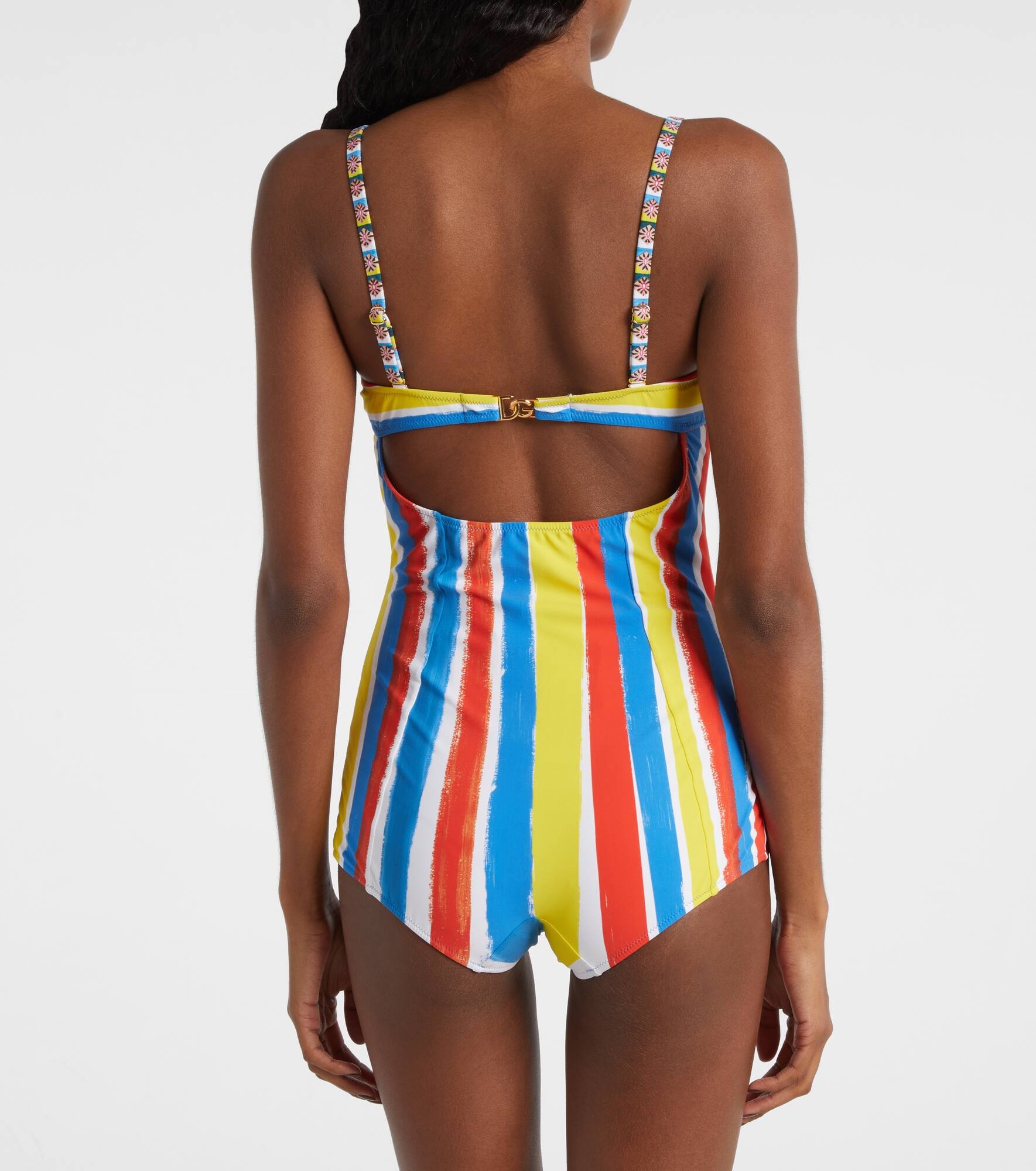 Cutout striped swimsuit - 3