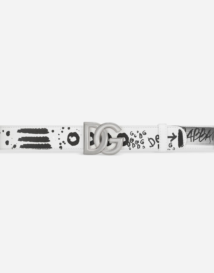 Calfskin belt with logo print - 4