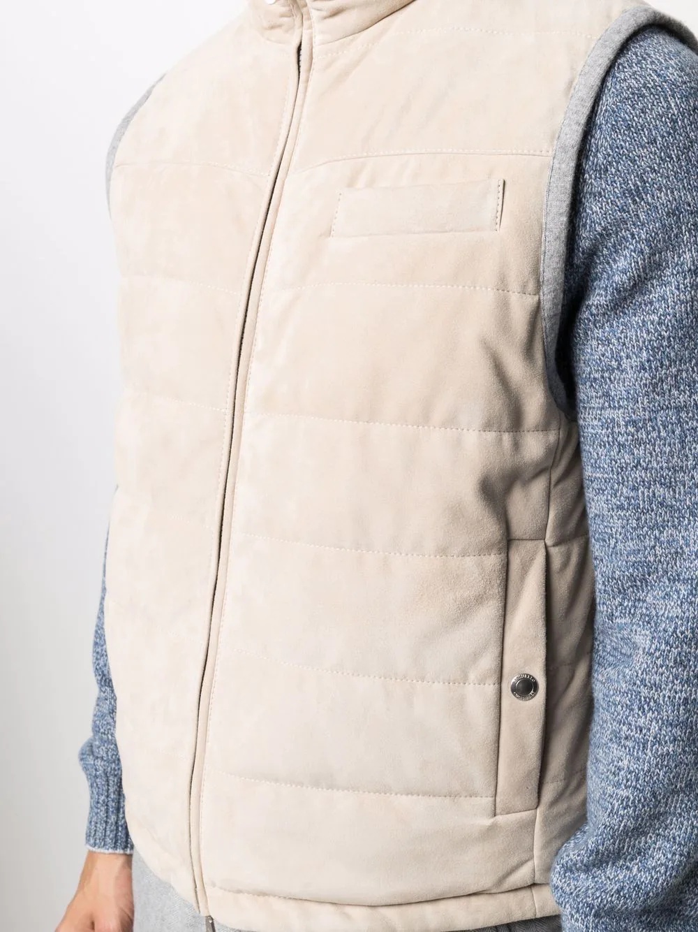 zipped padded cashmere gilet - 5