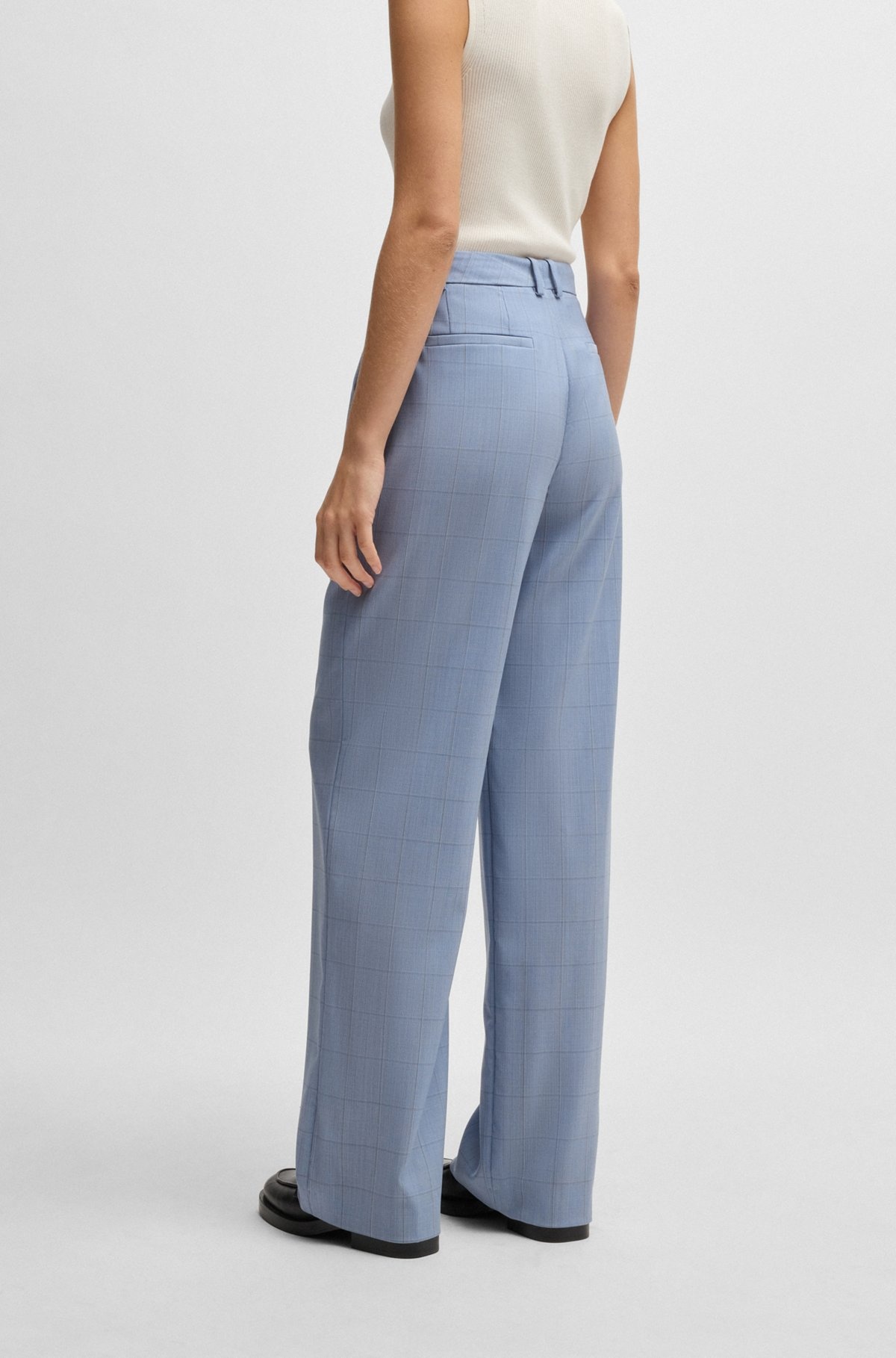 REGULAR-FIT TROUSERS IN CHECKED WOOL - 4