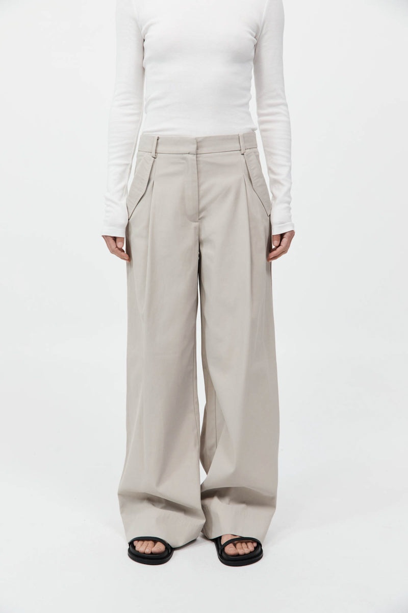 Utility Pleat Pants - Creme - 3