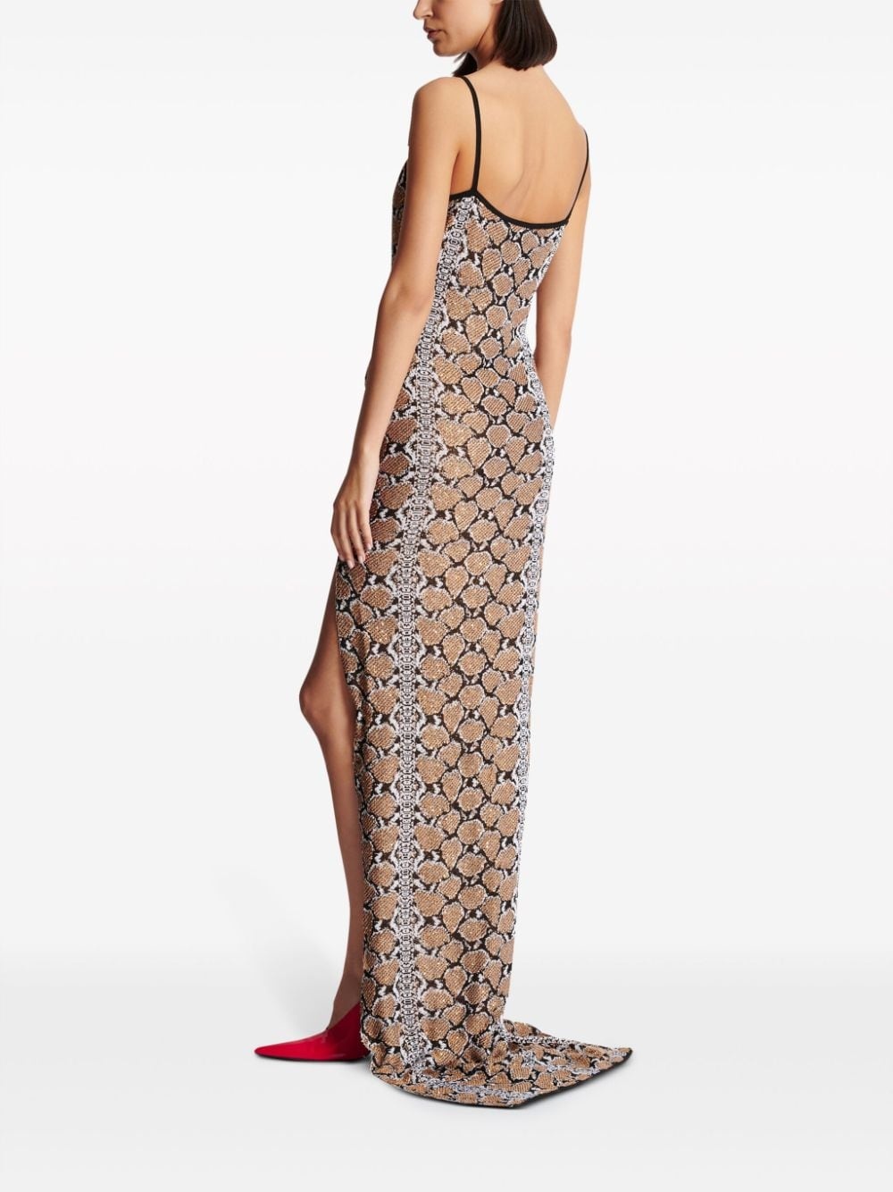 snakeskin-jacquard sequin-embellished dress - 4