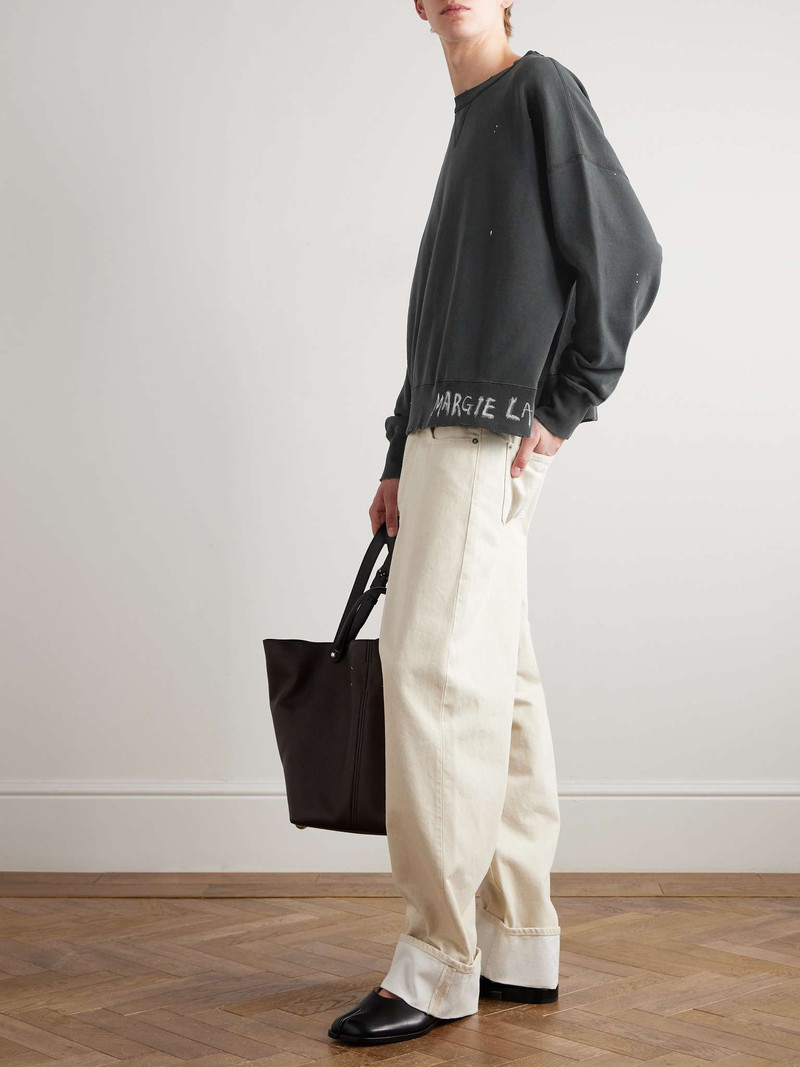 Maison Margiela Cropped Paint-Splattered Cotton-Jersey Sweatshirt outlook