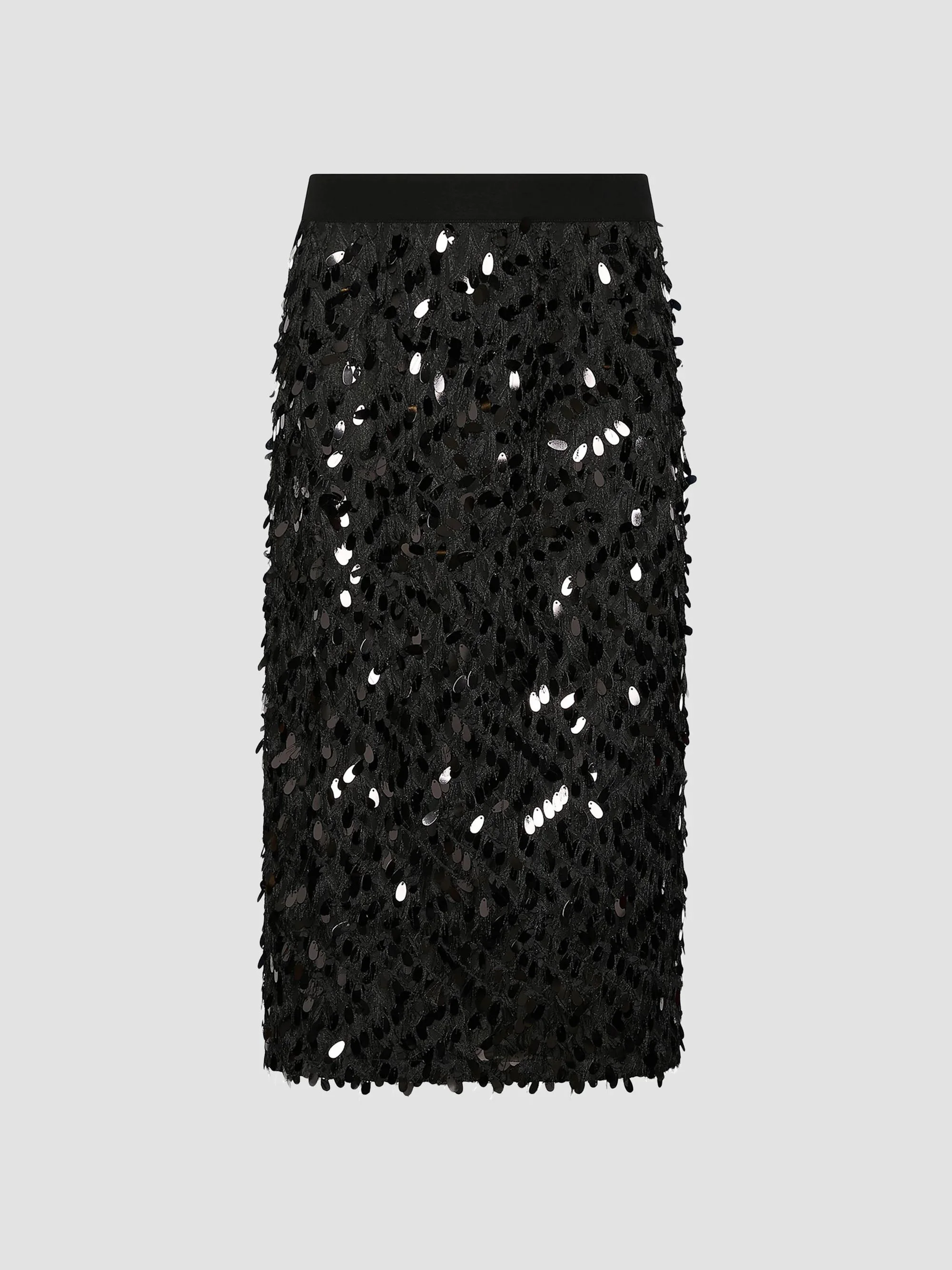 Women's Sequinned Fil Coupé Skirt - Black - 1