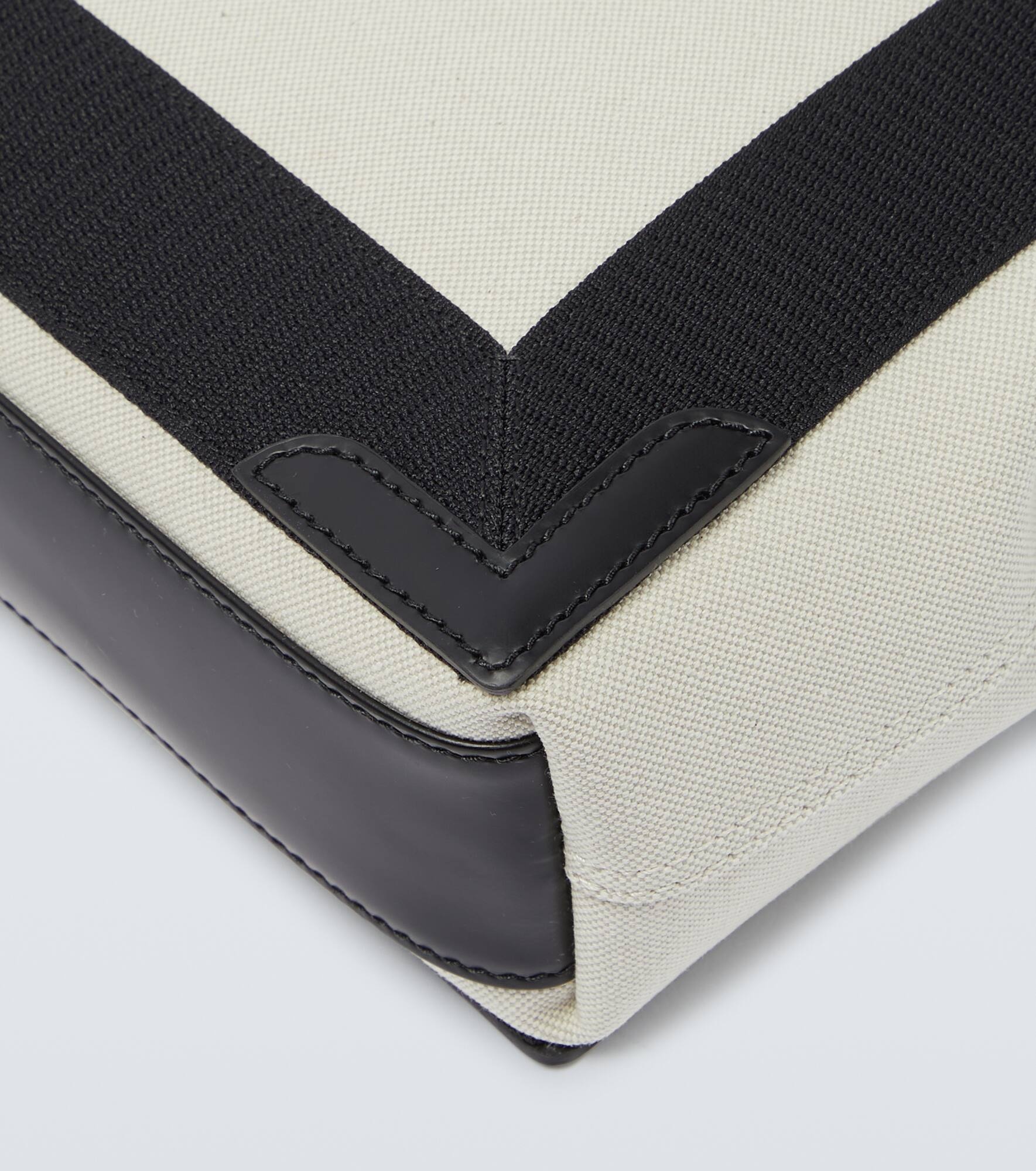 Cabas leather-trimmed canvas tote bag - 6