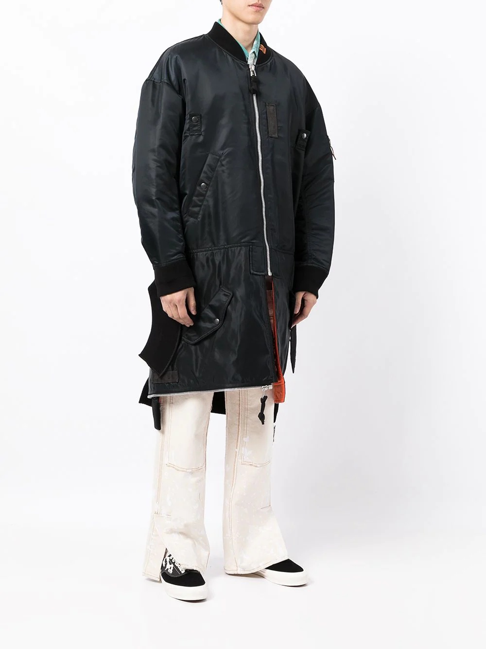 asymmetric hem padded coat - 3