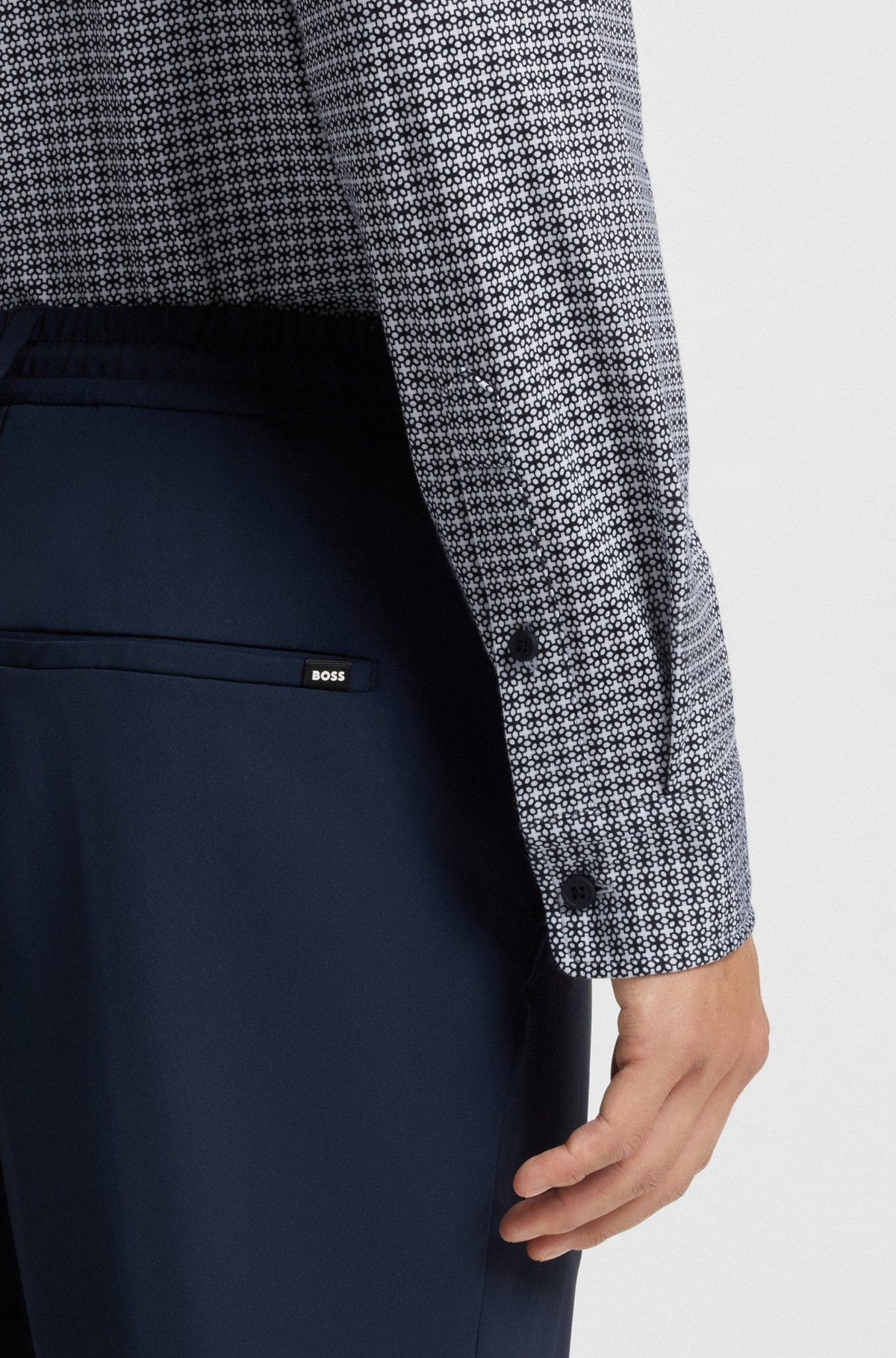 SLIM-FIT SHIRT IN PRINTED FLEX-WEAVE FABRIC - 6