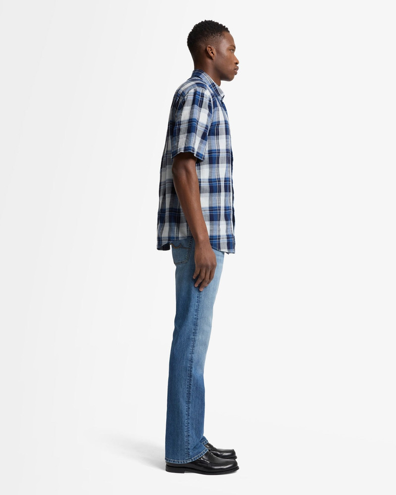 Short Sleeve Button Up Shirt in Indigo Check 6