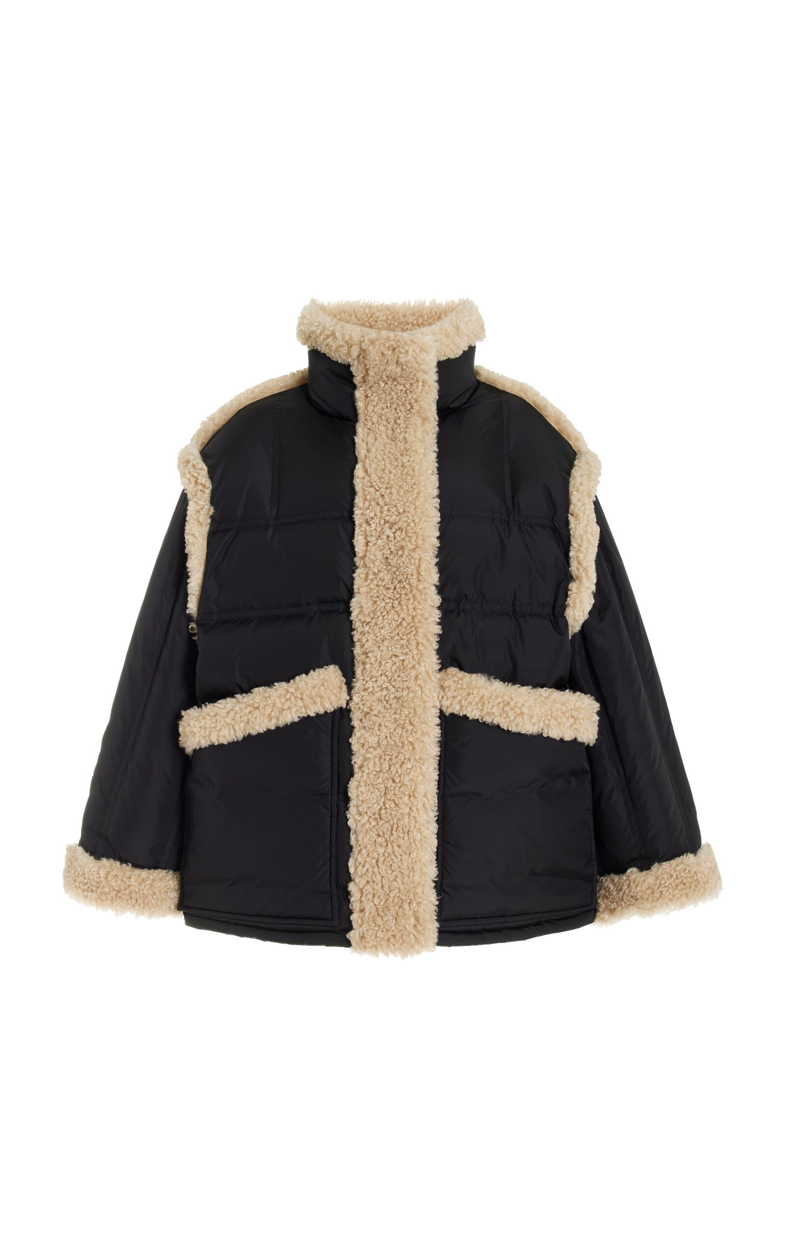 Dorothy Sherpa-Trimmed Quilted Down Coat black - 1