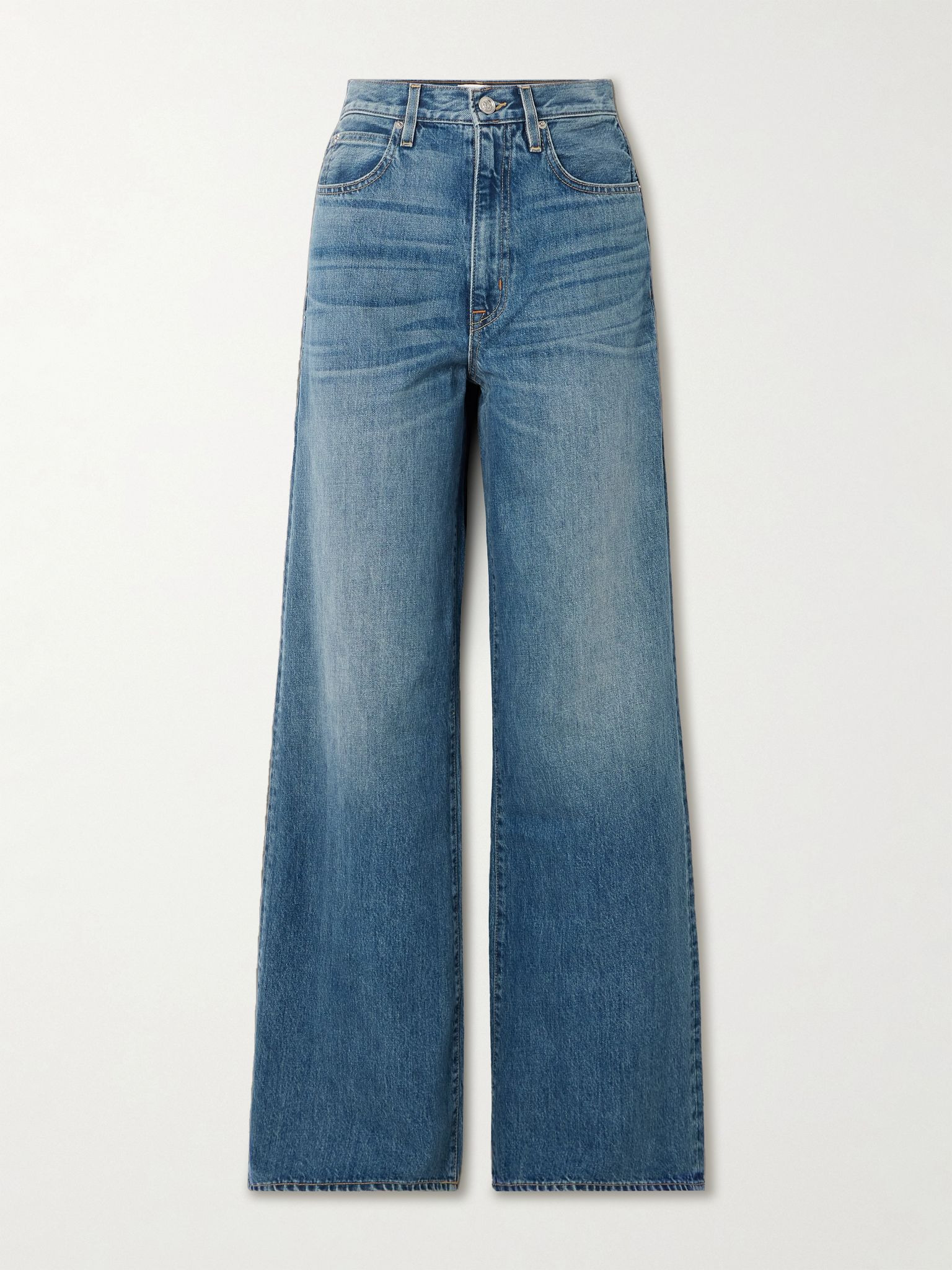 Eva high-rise wide-leg organic jeans Mid denim - 1