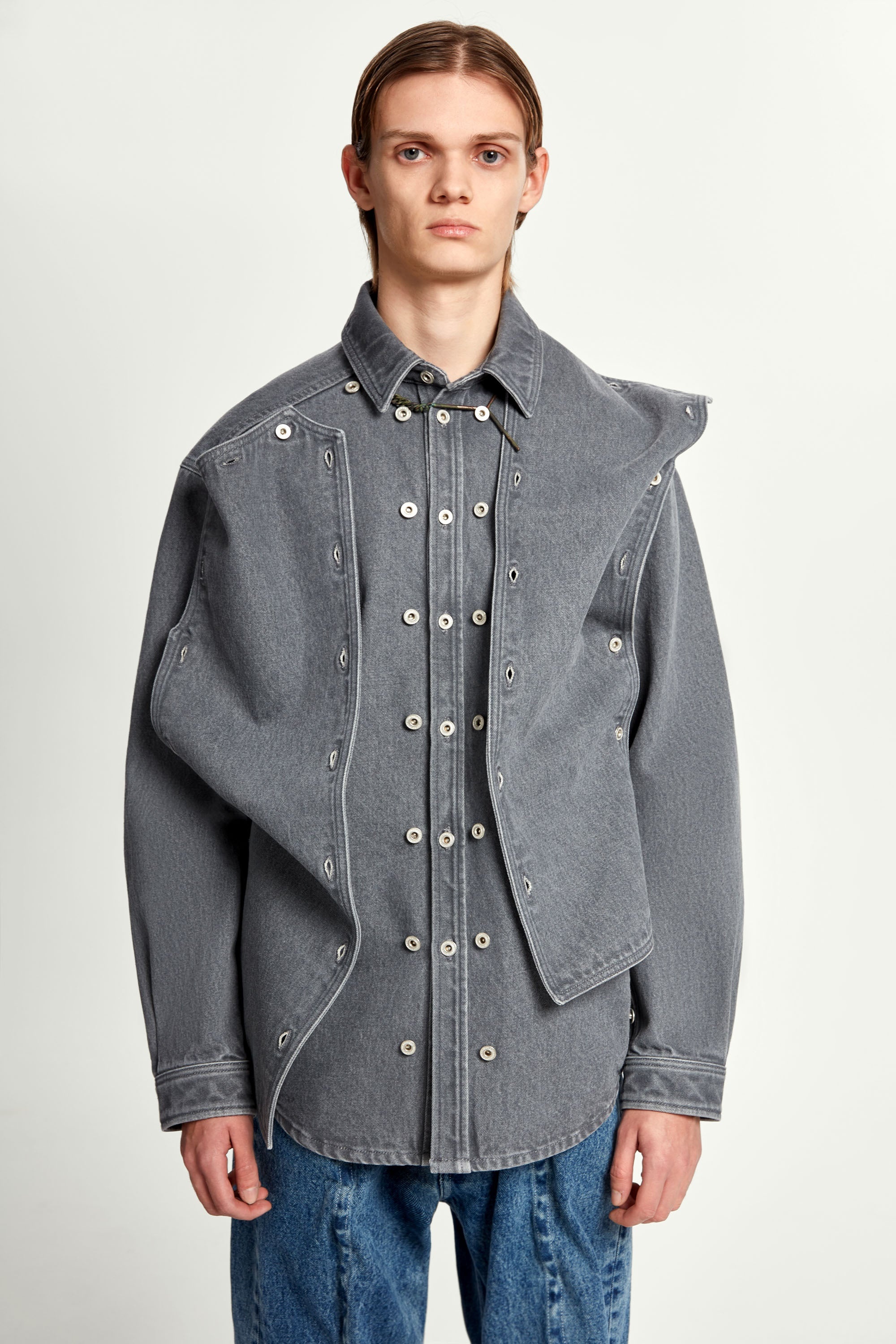 Classic Button Panel Denim Shirt - 4