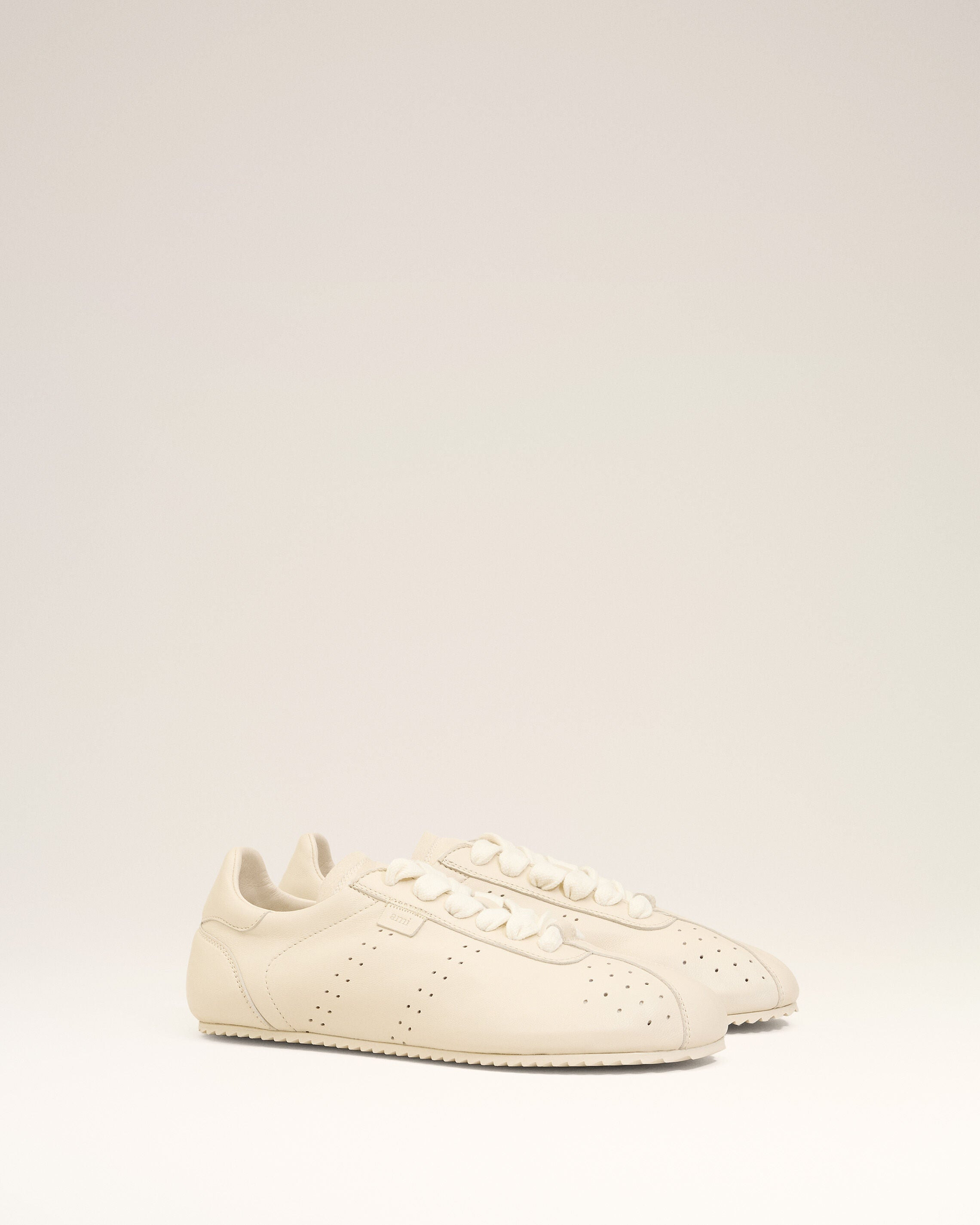 WHITE SMOOTH LEATHER LOW TOP STEP SNEAKERS - 3