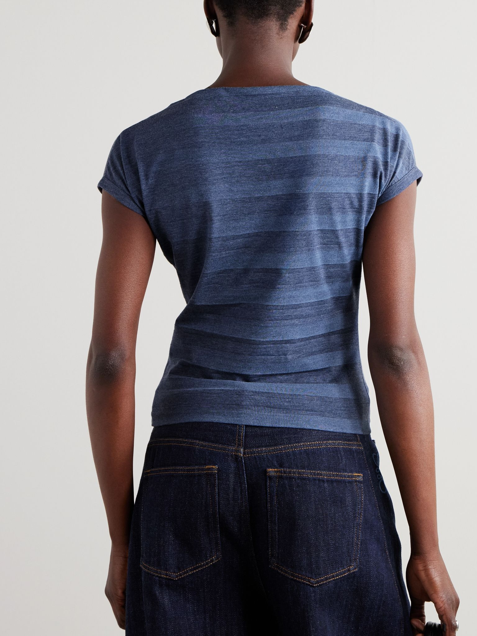 Sailor striped cotton-blend jersey T-shirt Blue - 3