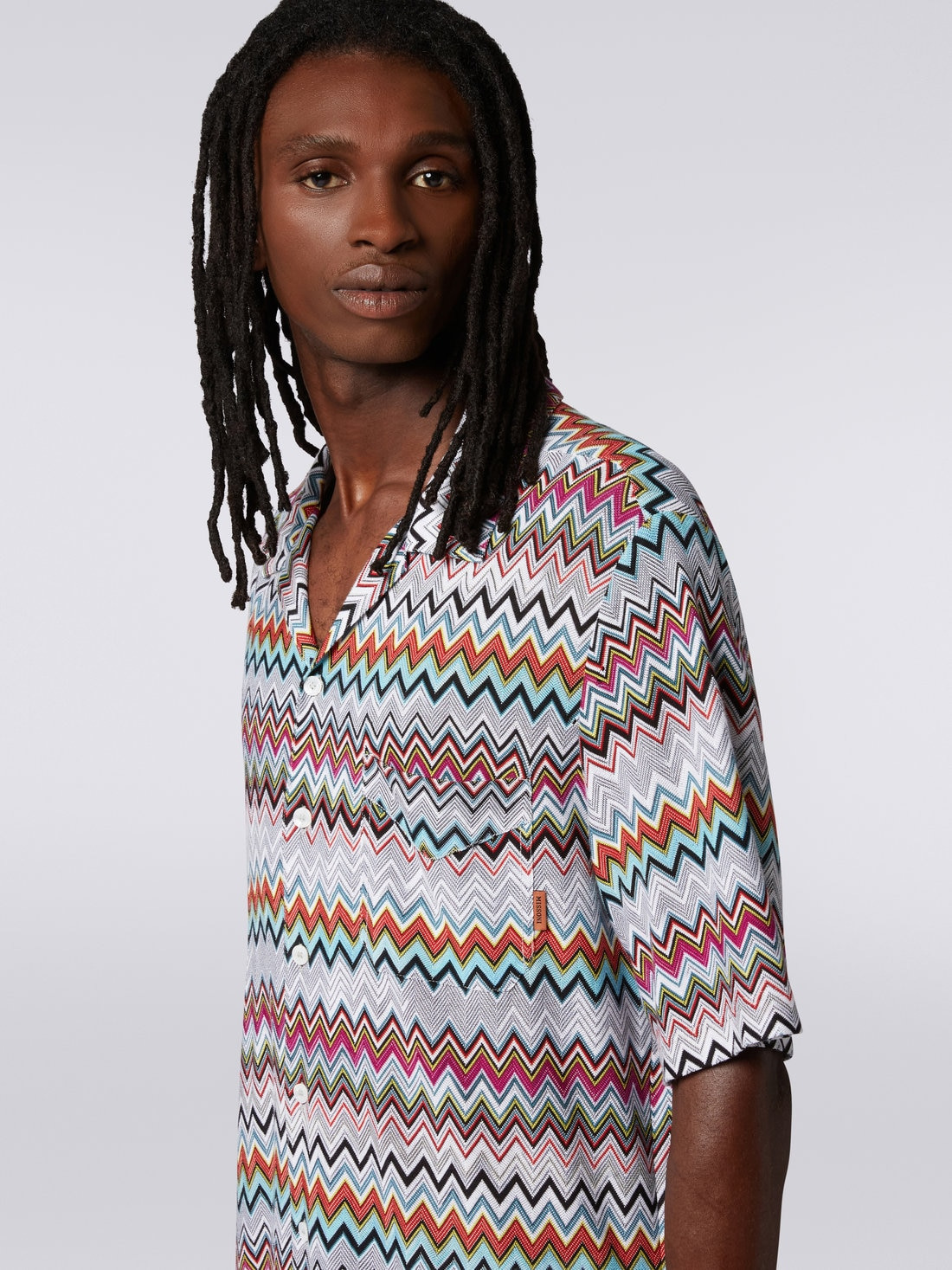 Short-sleeved cotton and viscose bowling shirt - 5