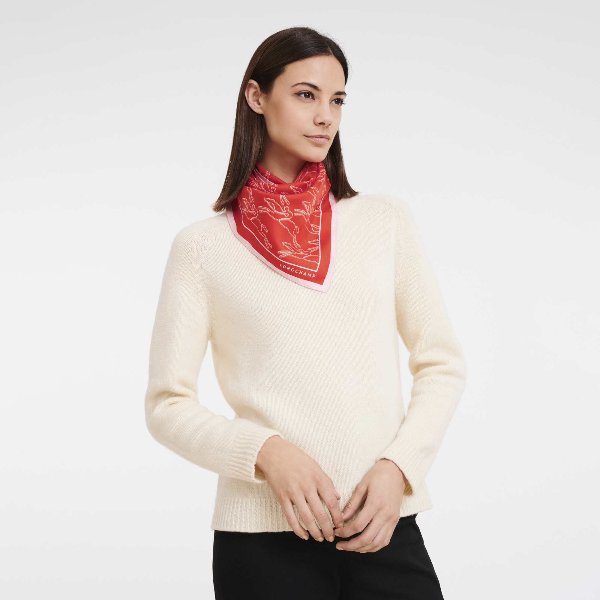 Chevaux recto verso Silk scarf 70 Orange - Silk - 3