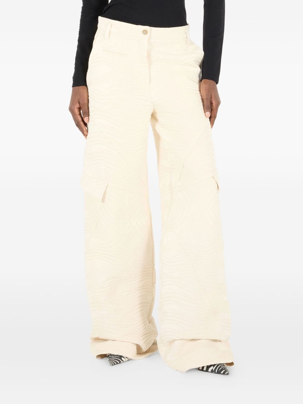 zebra-jacquard cargo trousers - 3