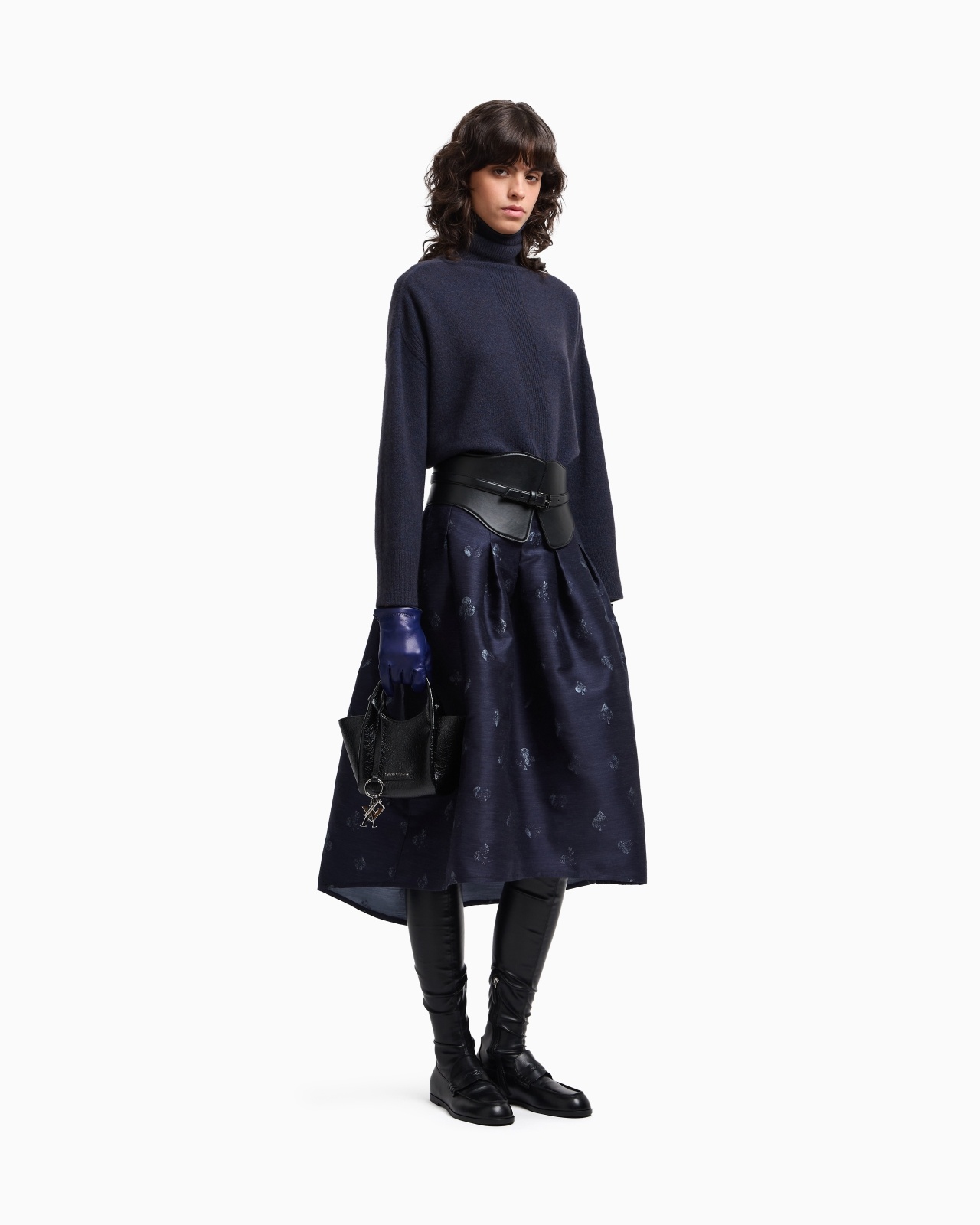 JEU DE CARTES MOTIF WOOL-BLEND JACQUARD SKIRT WITH GODET PLEATS - 2