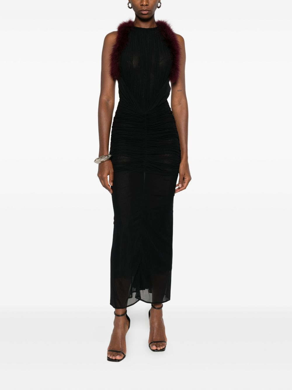 trimmed gathered dress - 2