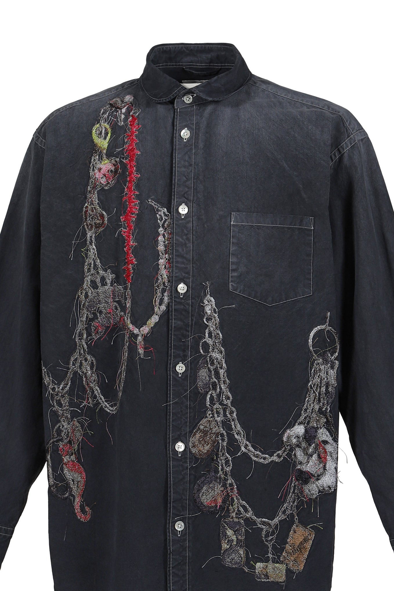 EMBROIDERED CHAIN SHIRT / GRY - 4