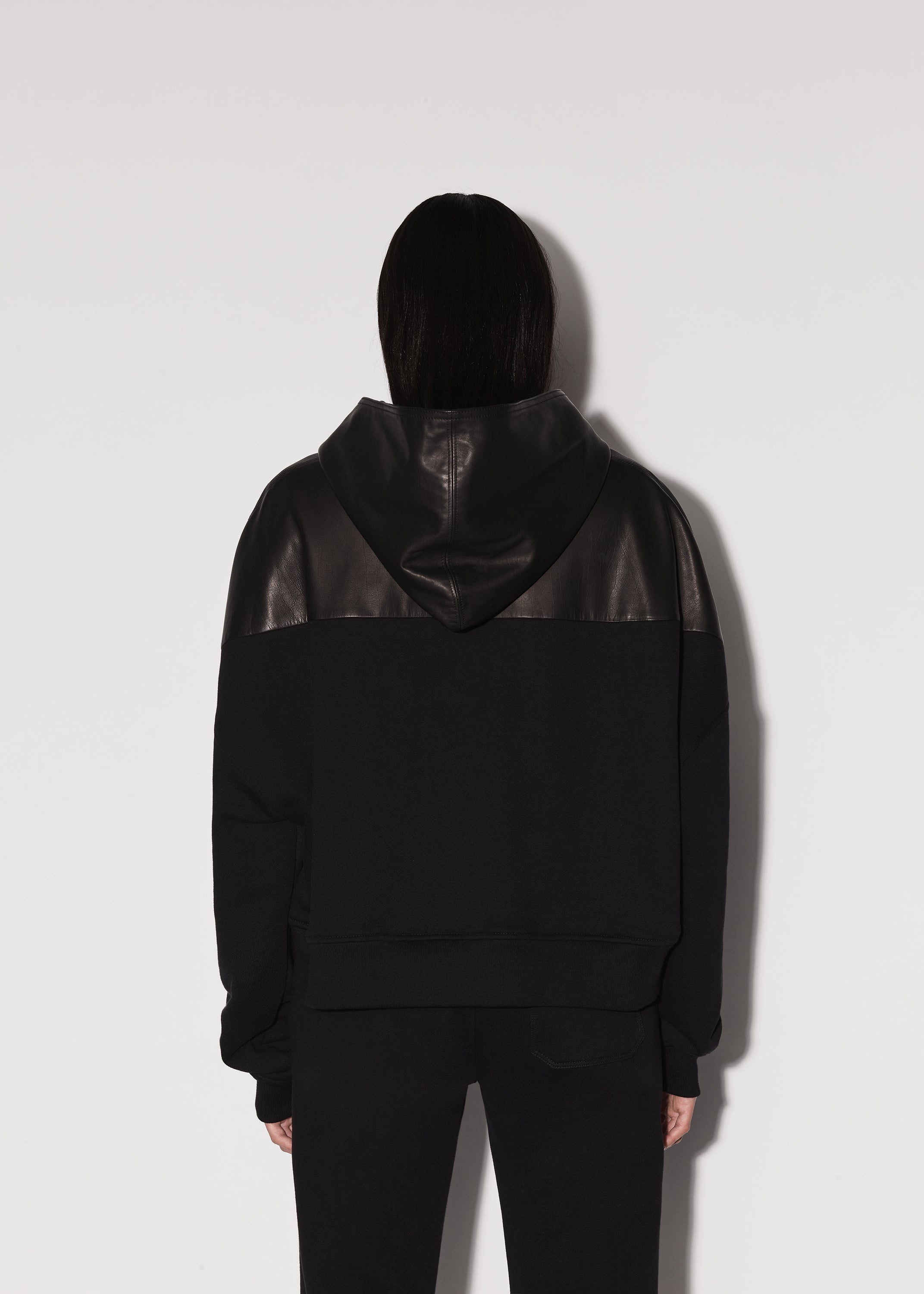 LEATHER HYBRID HOODIE - 5