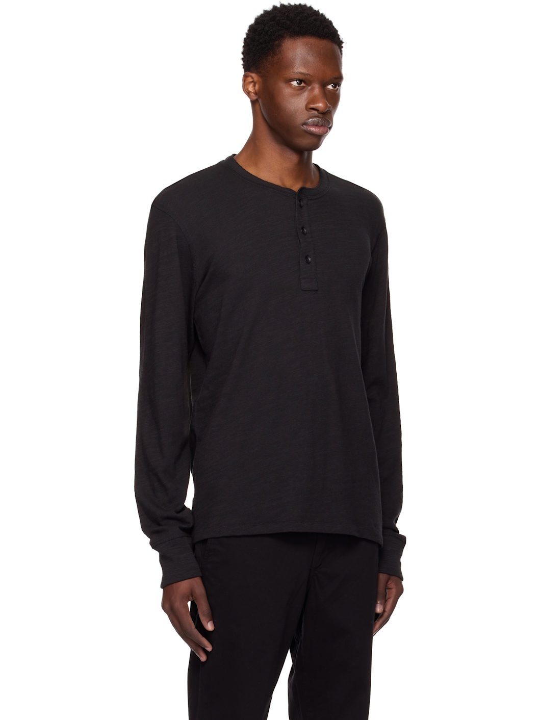 Black Classic Flame Henley - 2