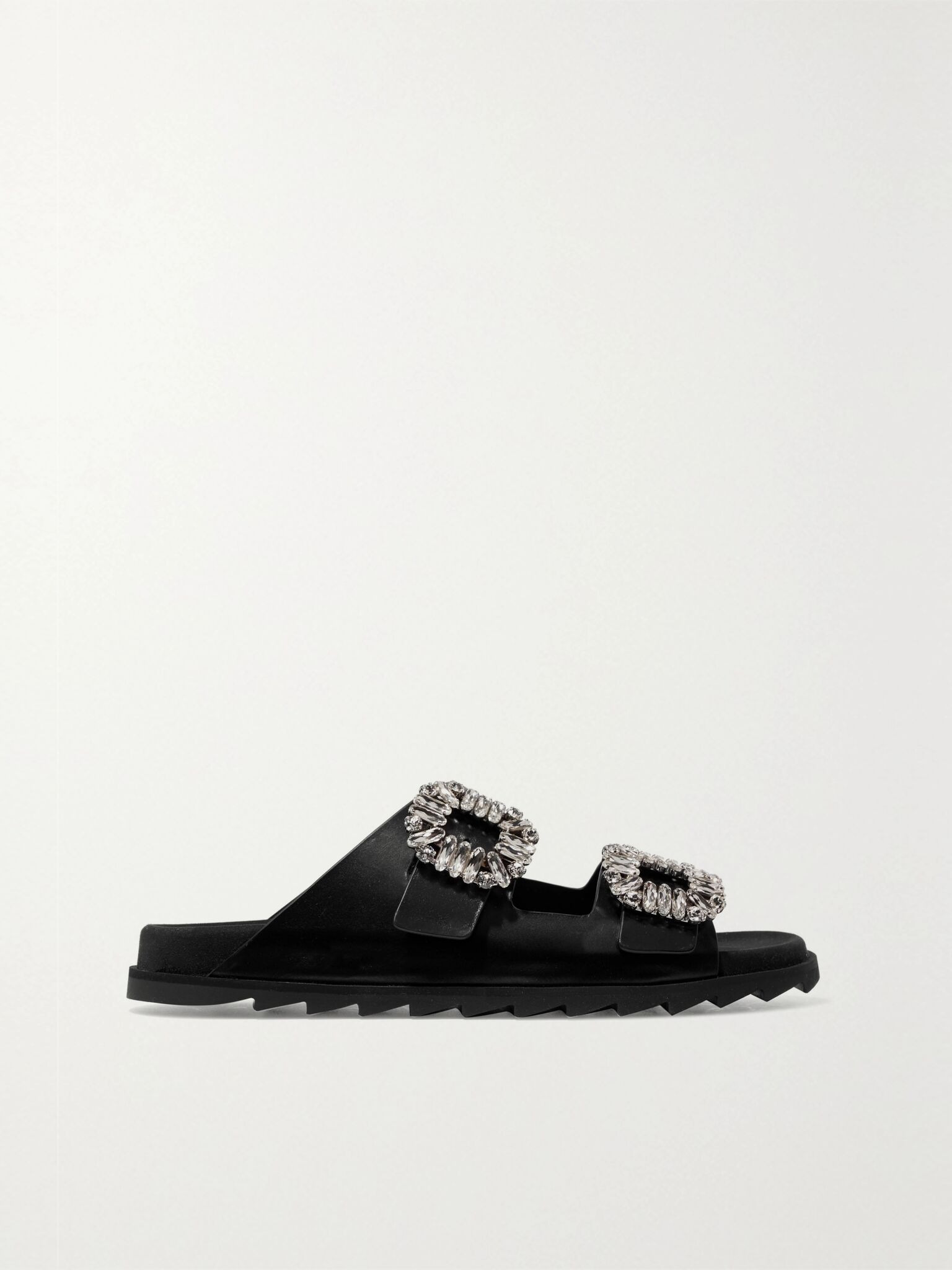 Slidy Viv crystal-embellished leather slides Black - 1
