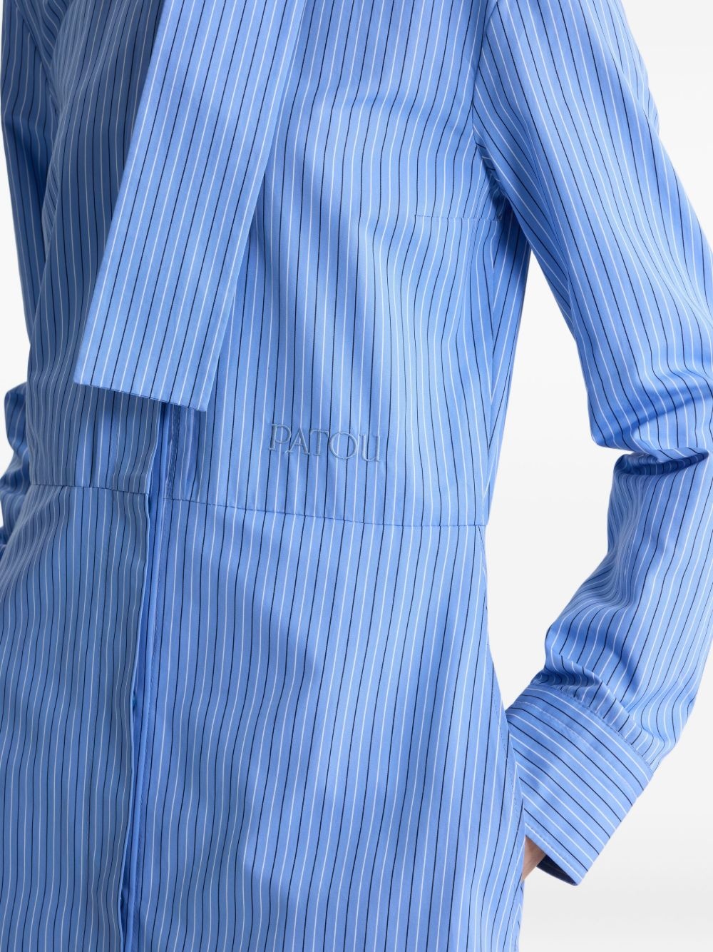 stripe scarf-collar shirt dress - 4