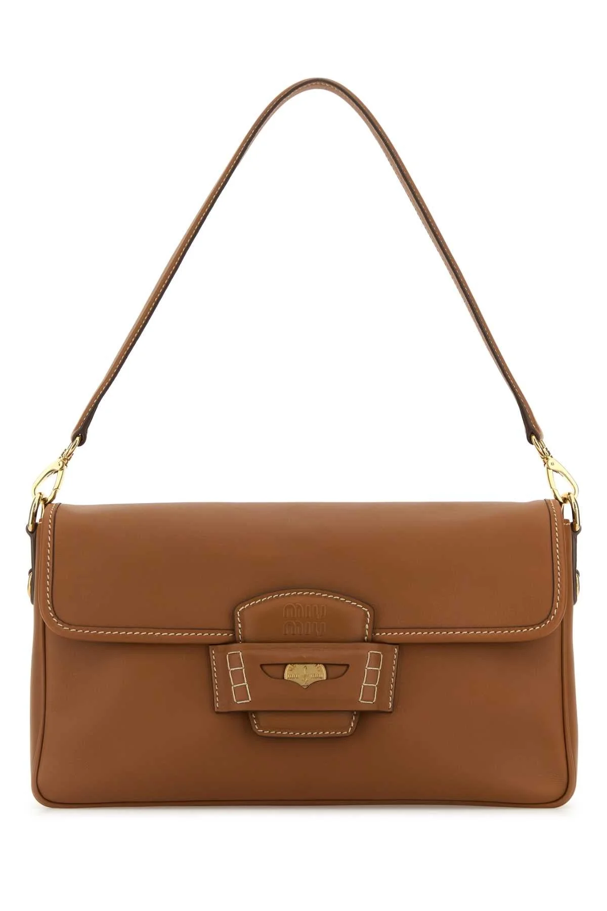 Miu Miu Women Caramel Leather Penny Shoulder Bag - 1