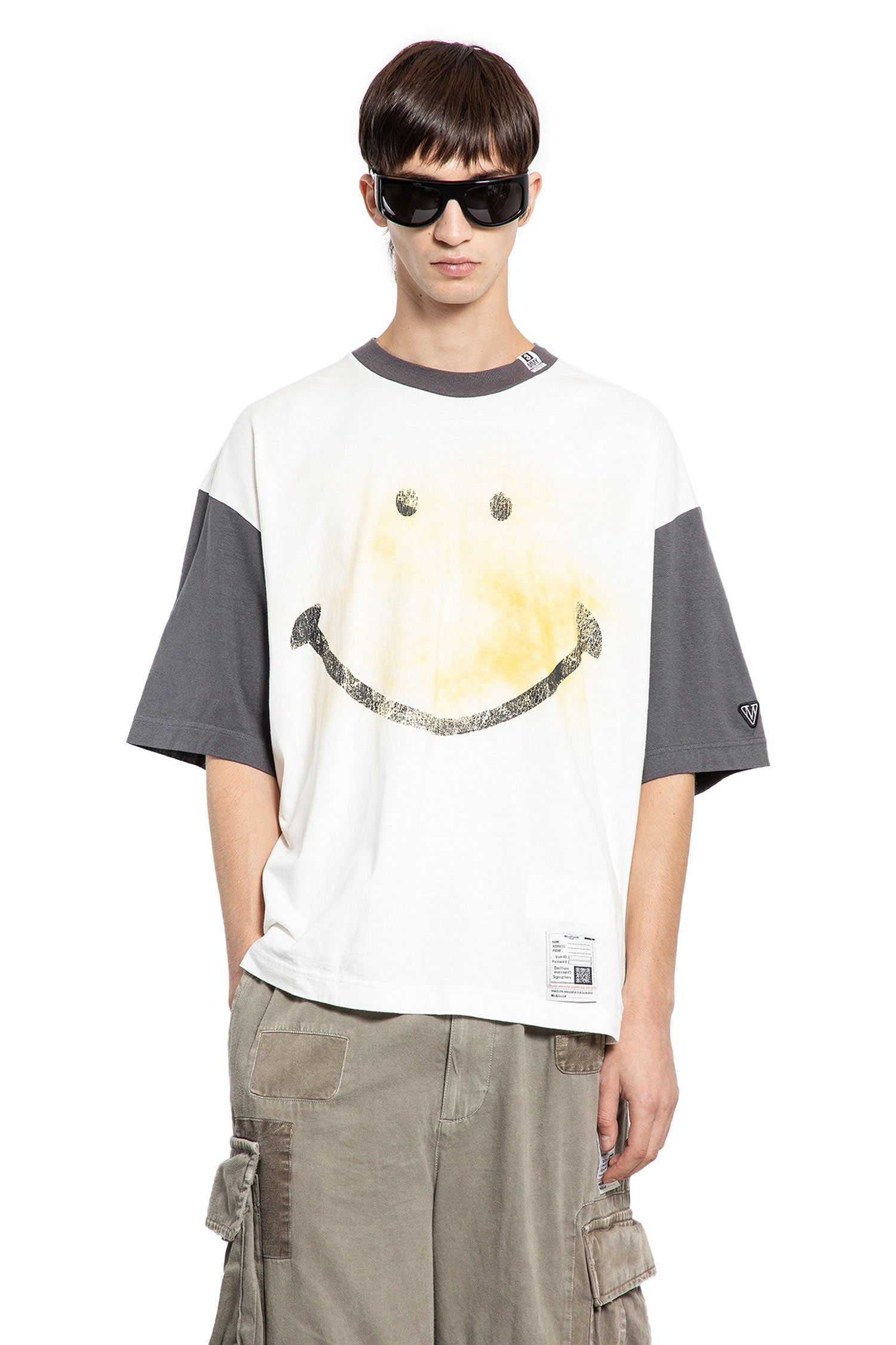 Smiley Face Printed Ringer Tee - 5