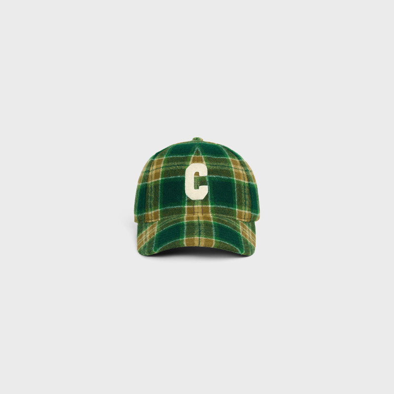 CELINE INITIAL SNAPBACK CAP IN CHECKED WOOL outlook